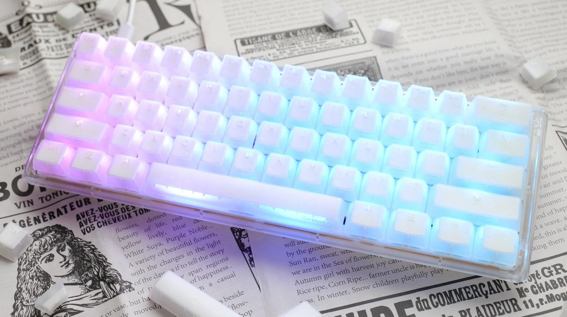 Ducky One 3 Mini Aura White HotSwap RGB Double-Shot PBT Mechanical Keyboard (Cherry RGB Brown) (DKON2161ST-BUSPDAWWWWC1) - Image 6