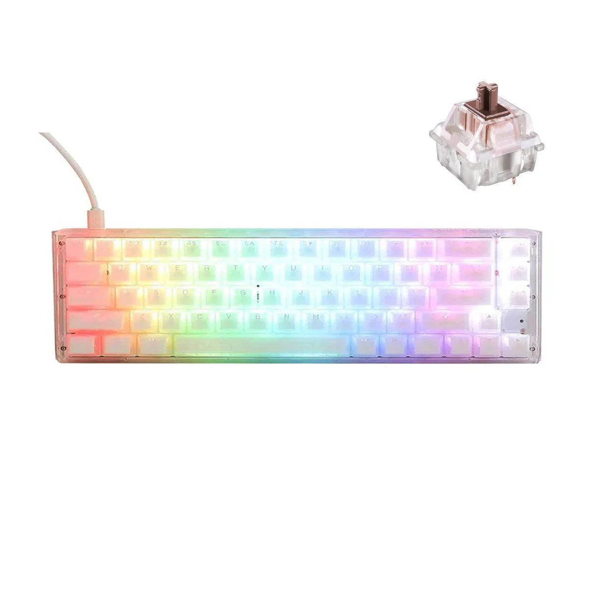 Ducky One 3 SF Aura White HotSwap RGB Double-Shot PBT Mechanical Keyboard (Cherry RGB Brown) (DKON2167ST-BUSPDAWWWWC1)