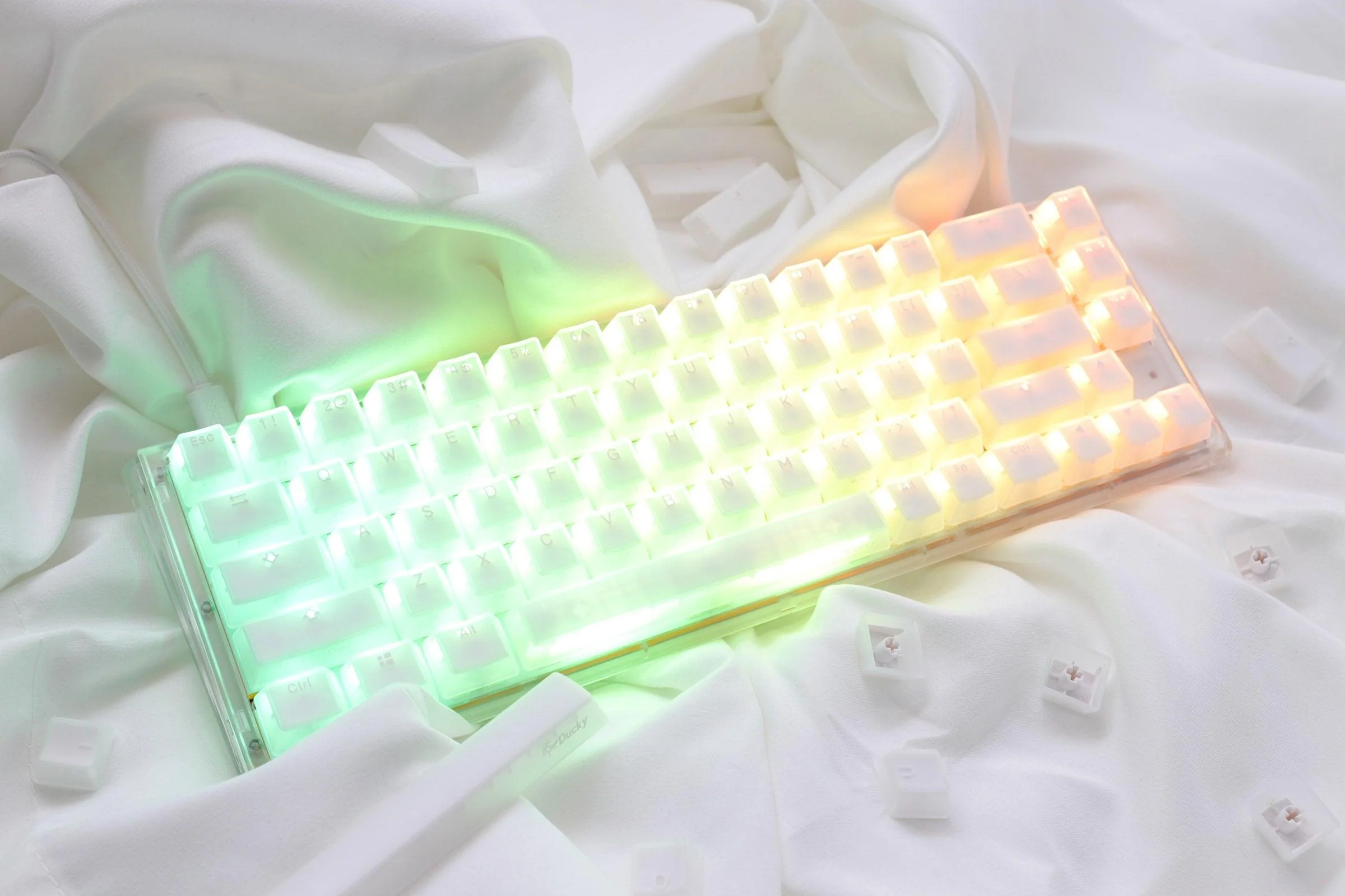 Ducky One 3 SF Aura White HotSwap RGB Double-Shot PBT Mechanical Keyboard (Cherry RGB Brown) (DKON2167ST-BUSPDAWWWWC1) - Image 8