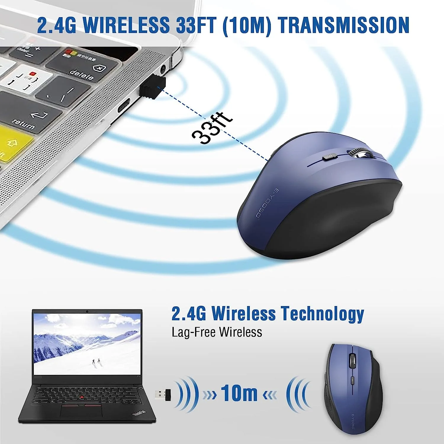 E-Yooso E-1010 Wireless Mouse (Blue) - Image 4