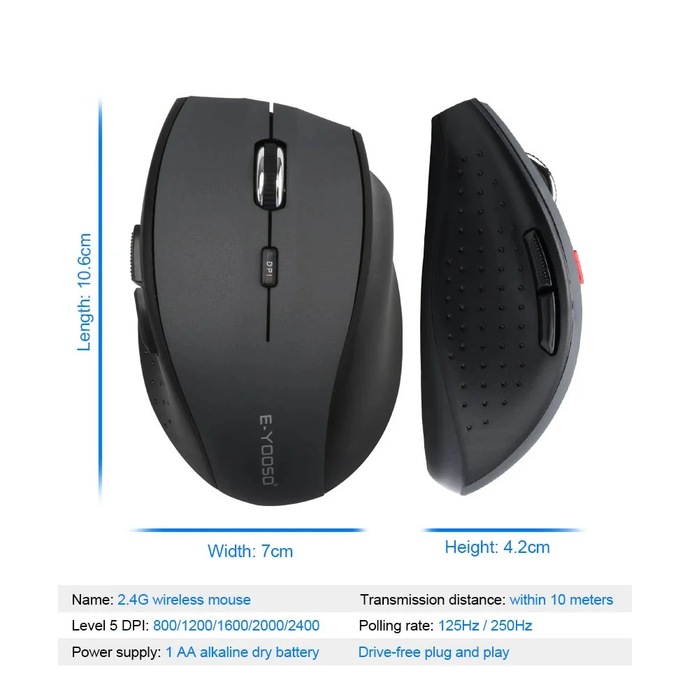 E-Yooso E-1010 Wireless Mouse (Grey) - Image 5