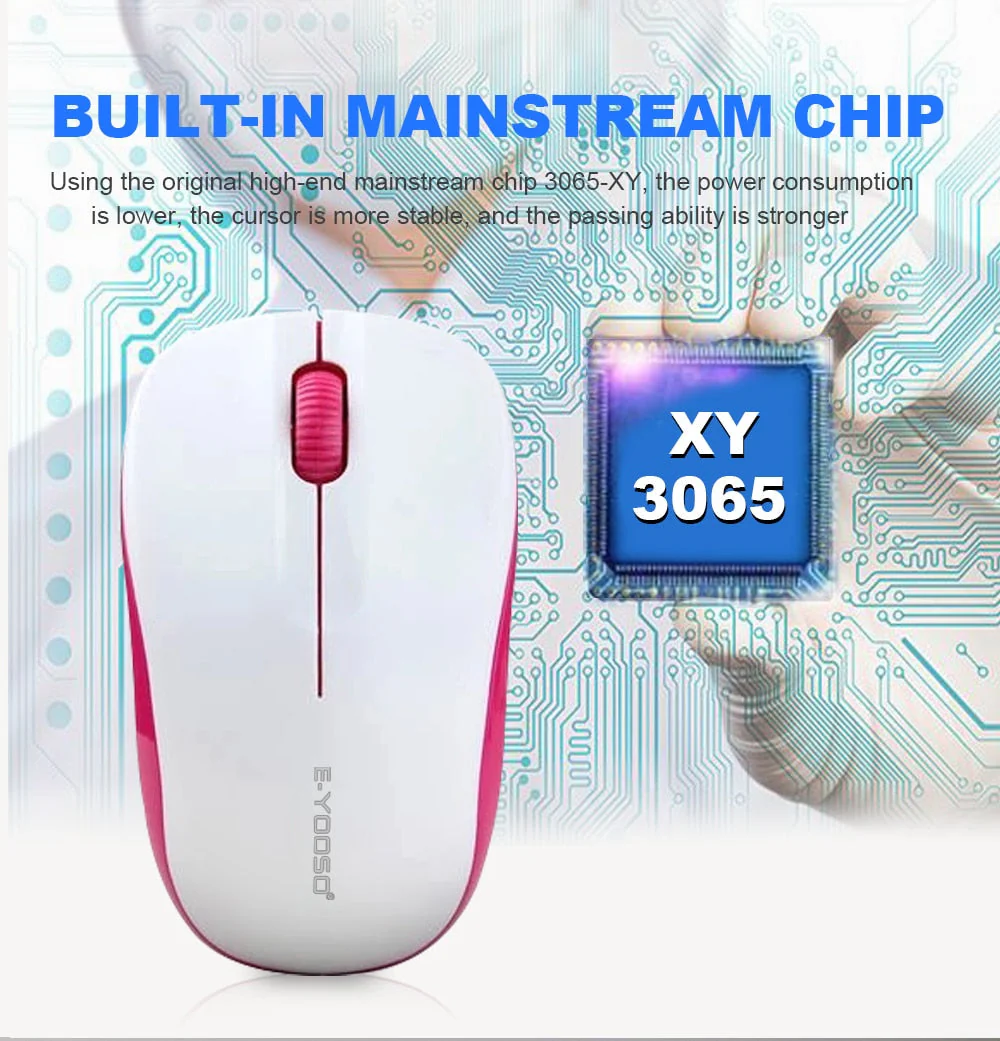 E-Yooso E-1060 Wireless Optical Mouse (White/Red) - Image 5