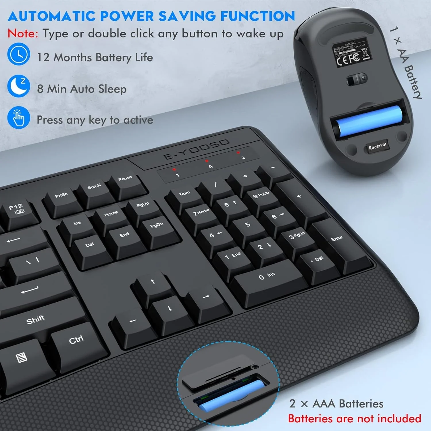 E-Yooso E-787 Wireless Keyboard & Mouse Combo (Black) - Image 5