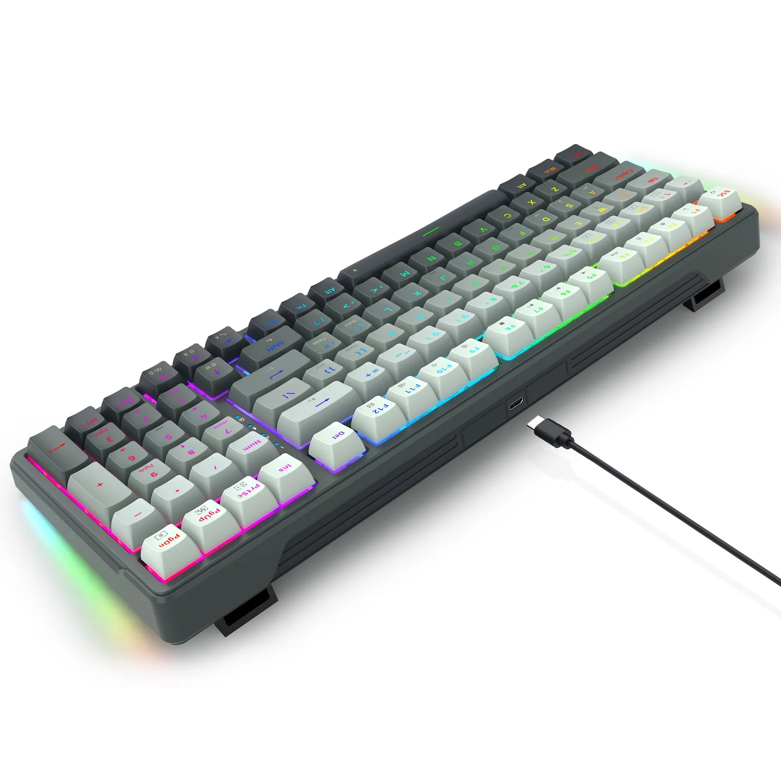 E-Yooso HZ-99 RGB 99-Keys Wired Hot-Swappable Mechanical Keyboard Gradient Grey (Magnetic Switch) - Image 4