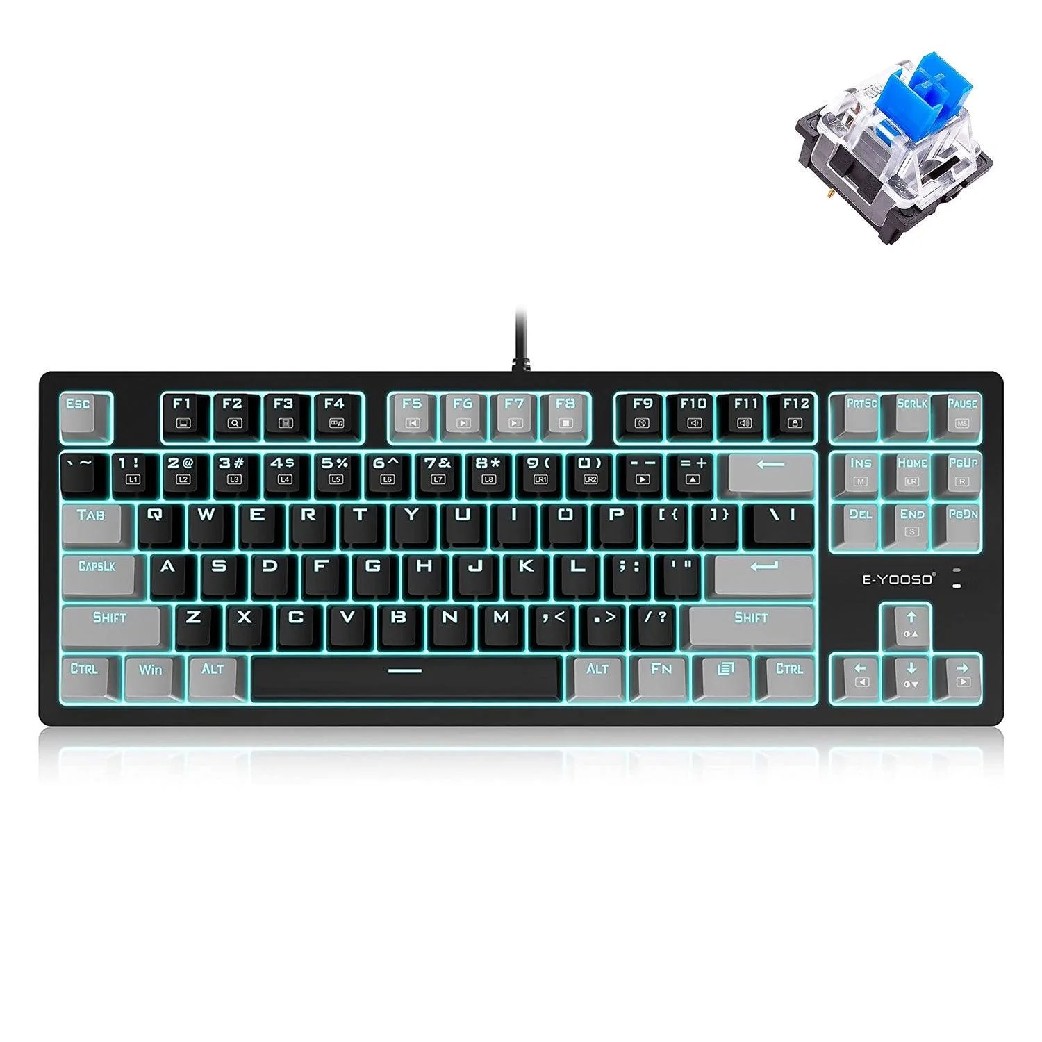 E-YOOSO K-620 Single Light With RGB Side Light 87 Keys Mechanical Keyboard Black/Gray (Blue Switch)