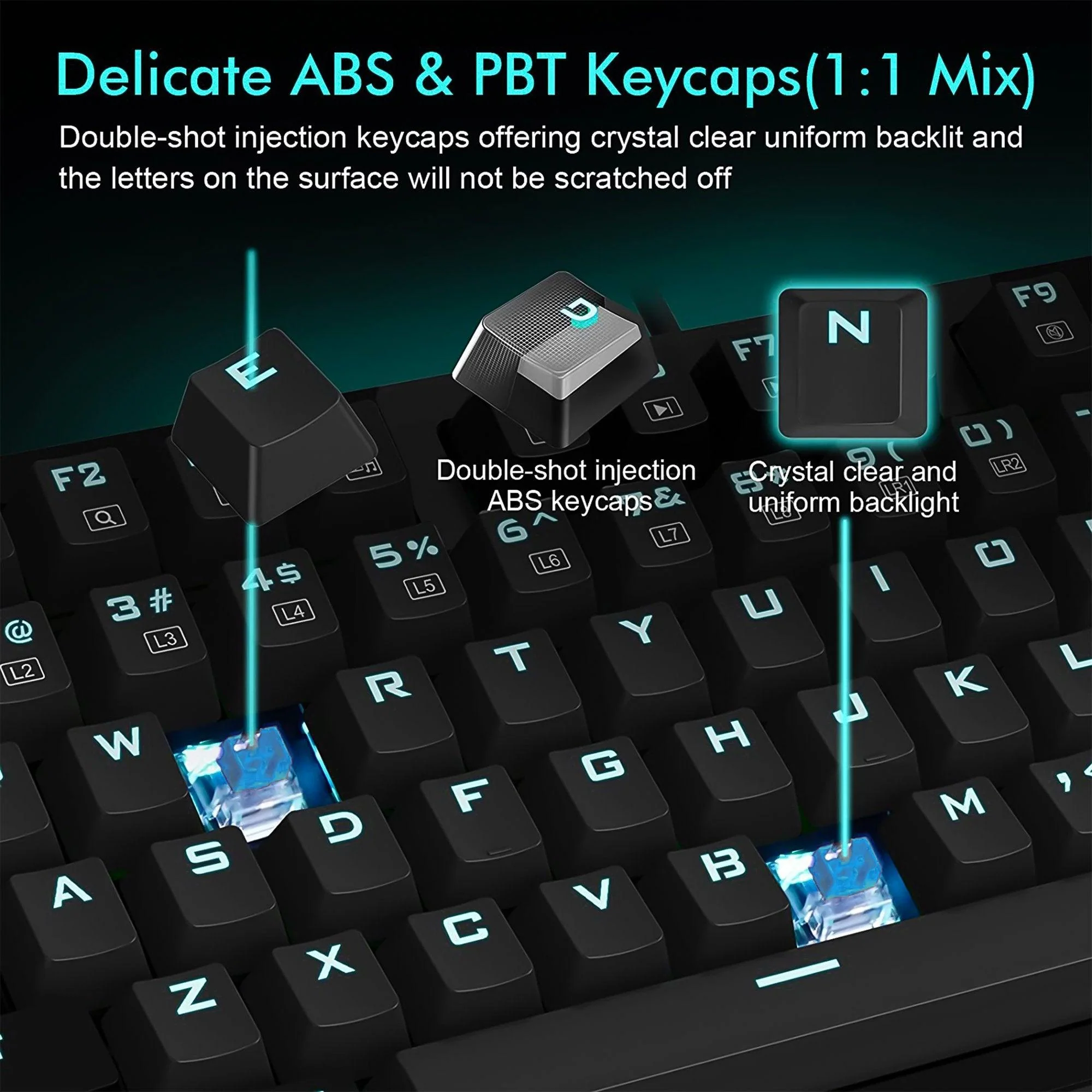 E-YOOSO K-620 Single Light With RGB Side Light 87 Keys Mechanical Keyboard Black/Gray (Blue Switch) - Image 8