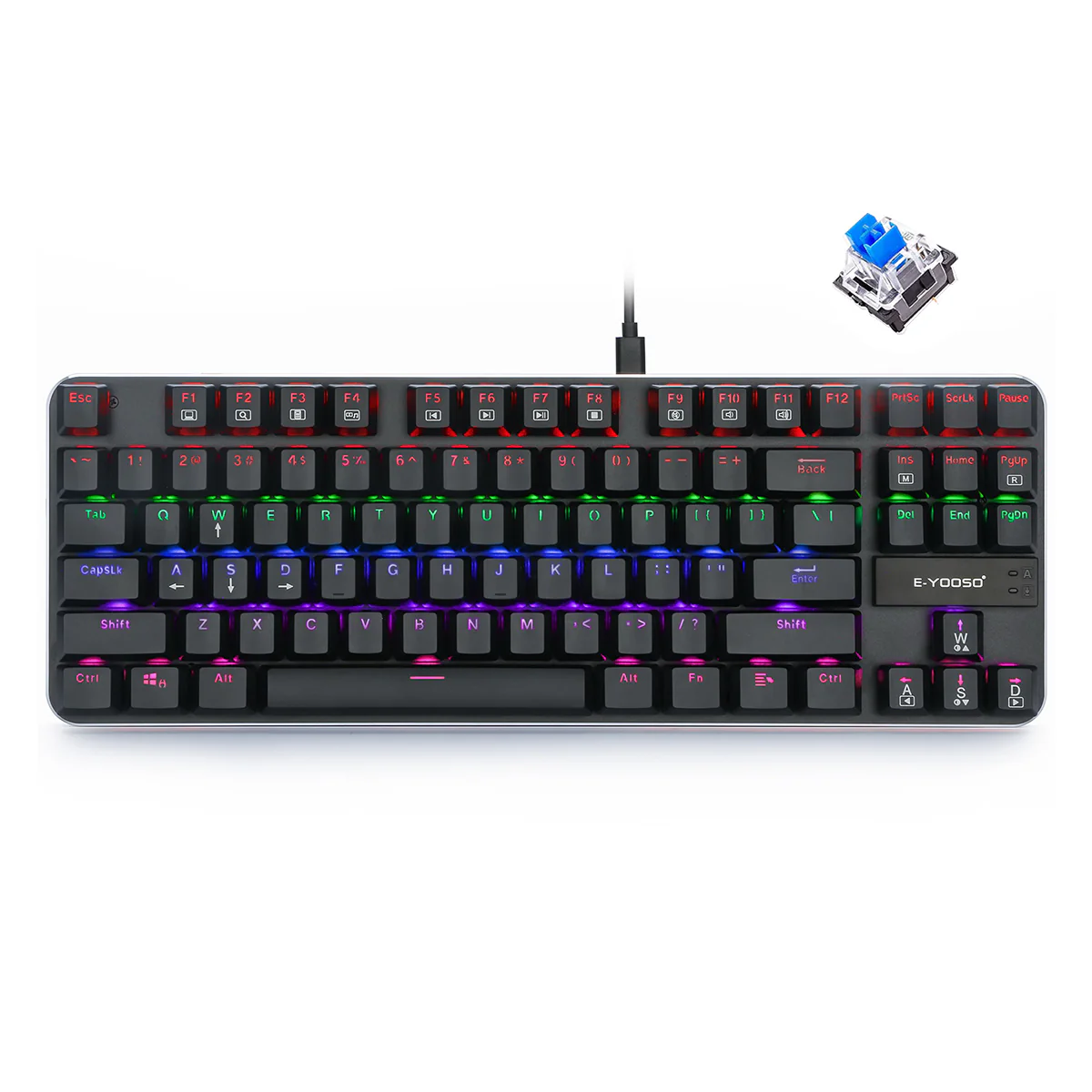 E-Yooso K-630 RGB 87 Keys Wired Mechanical Keyboard Black - Image 14