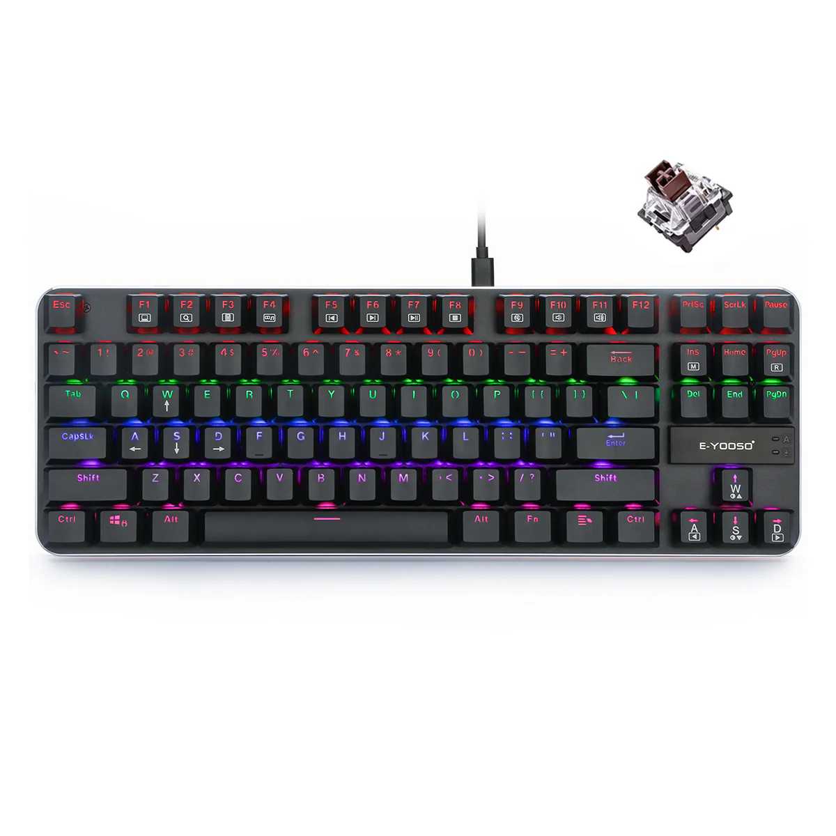 E-Yooso K-630 RGB 87 Keys Wired Mechanical Keyboard Black - Image 15