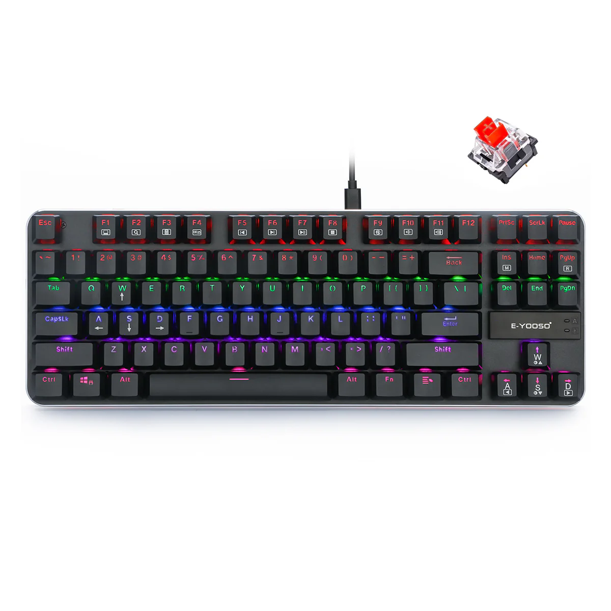 E-Yooso K-630 RGB 87 Keys Wired Mechanical Keyboard Black - Image 16