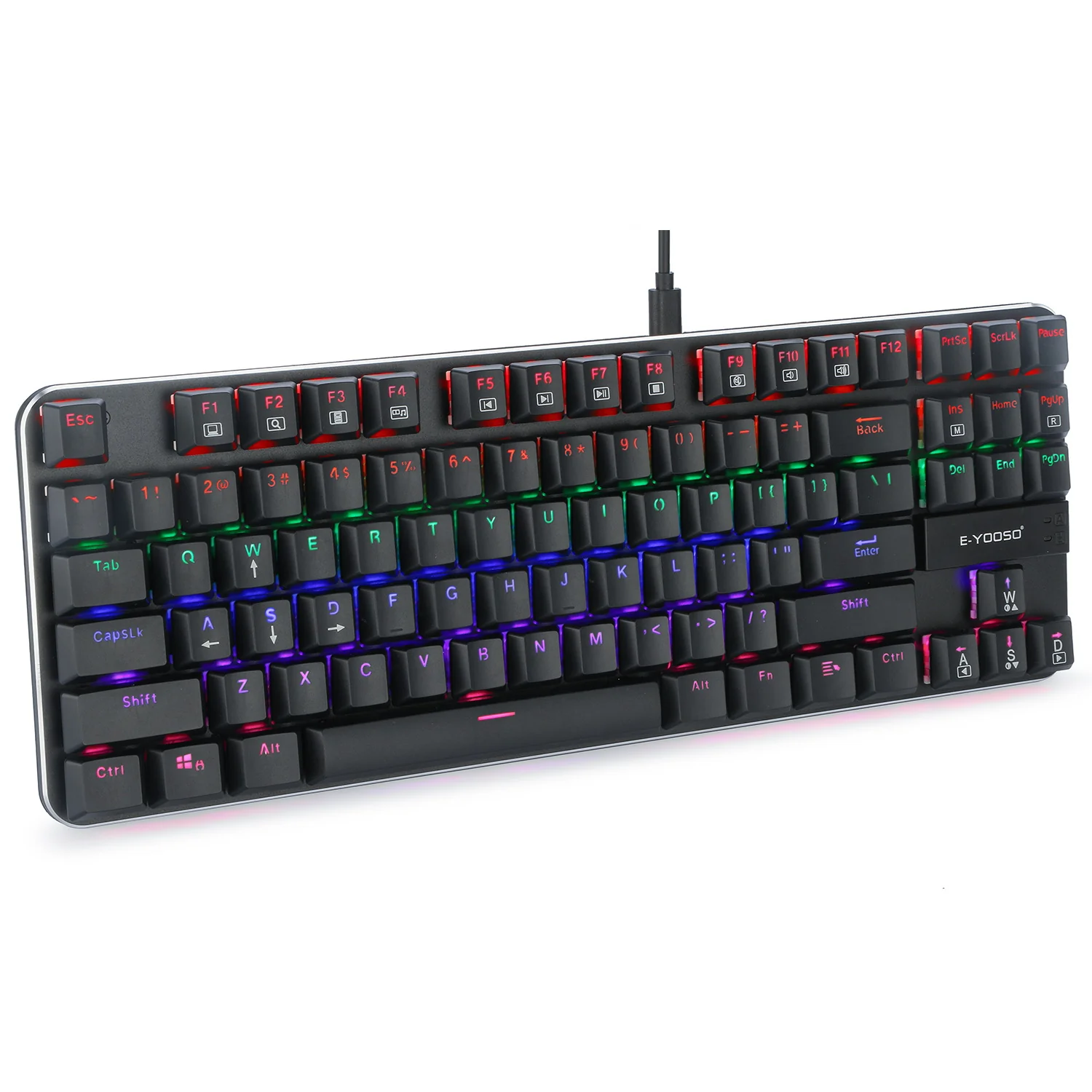 E-Yooso K-630 RGB 87 Keys Wired Mechanical Keyboard Black - Image 2