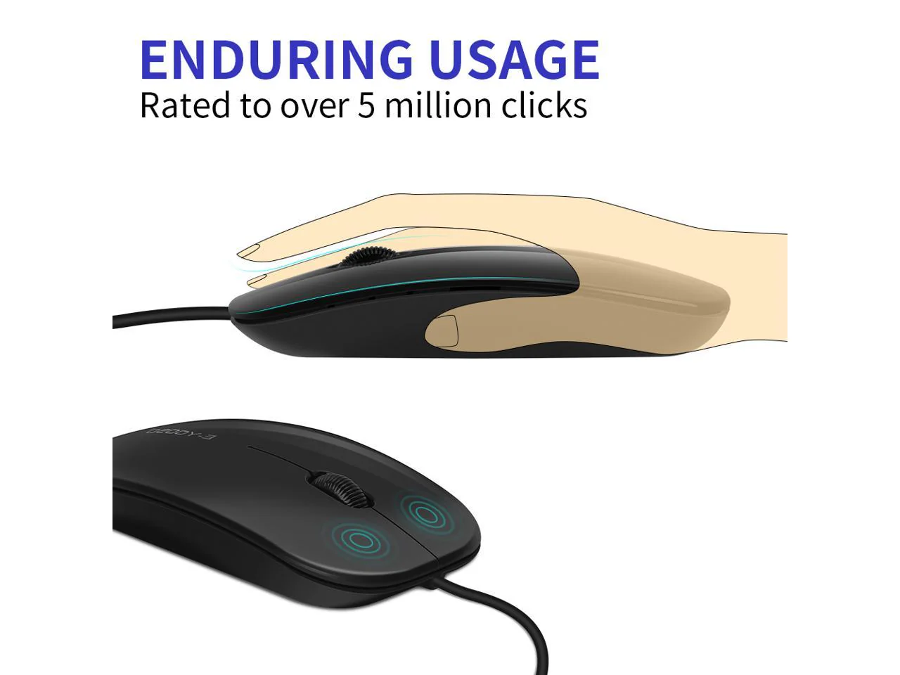 E-Yooso V-3000 Wired Optical Mouse (Black) - Image 7