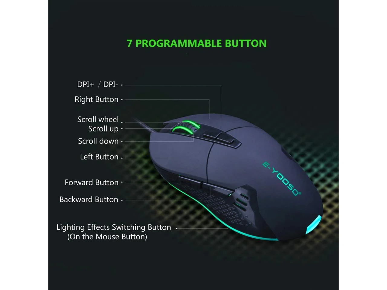 E-Yooso X-6 RGB Wired Gaming Mouse (Black) - Image 3