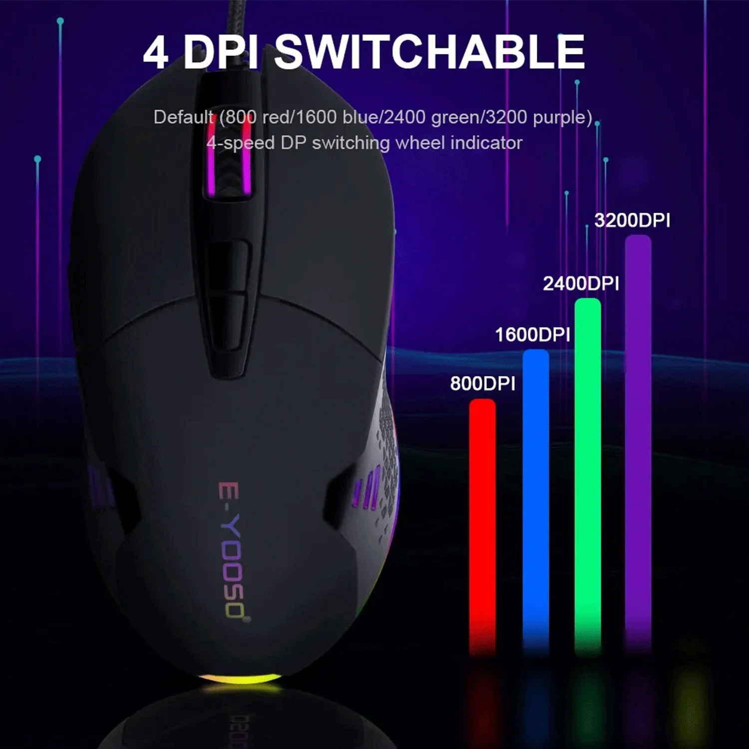 E-Yooso X-6 RGB Wired Gaming Mouse (Black) - Image 4