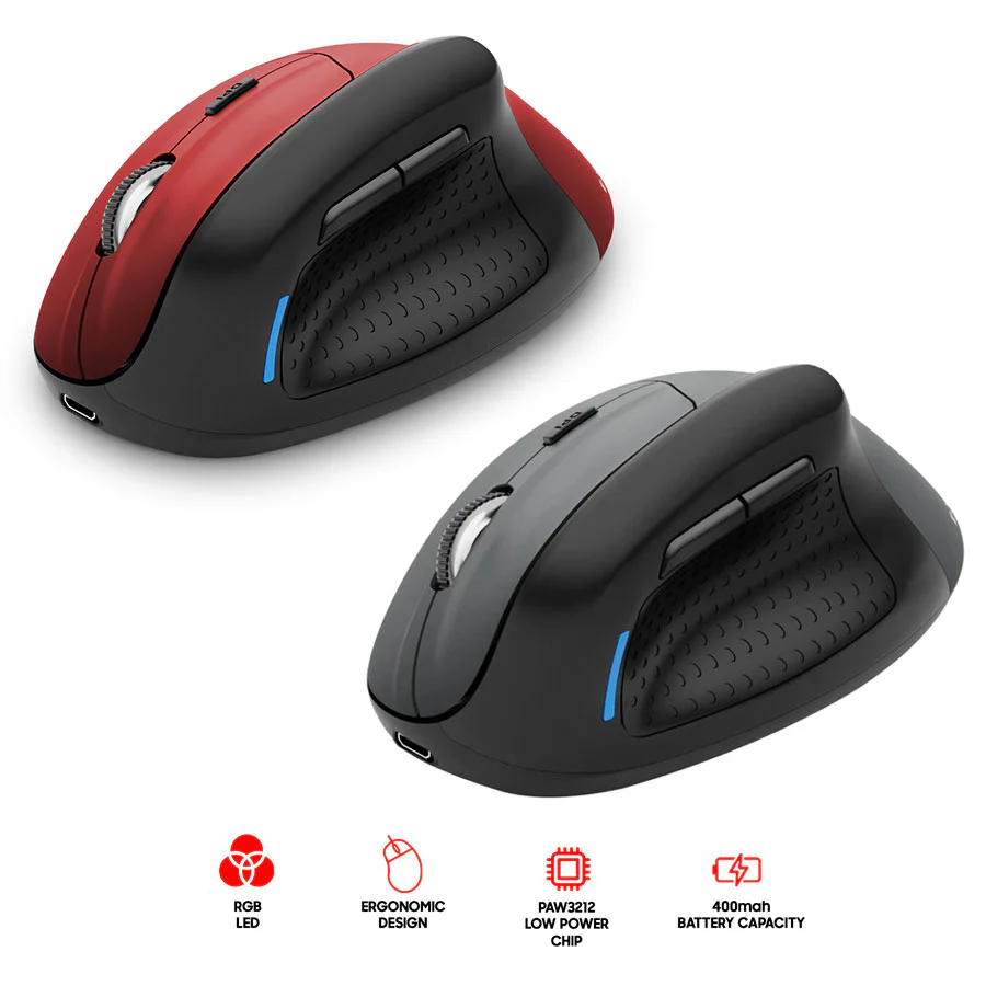 E-Yooso X-45 Tri-Mode Mouse (Red/Black, Black)
