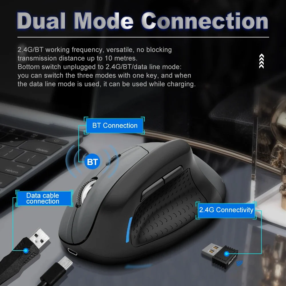 E-Yooso X-45 Tri-Mode Mouse (Red/Black, Black) - Image 14
