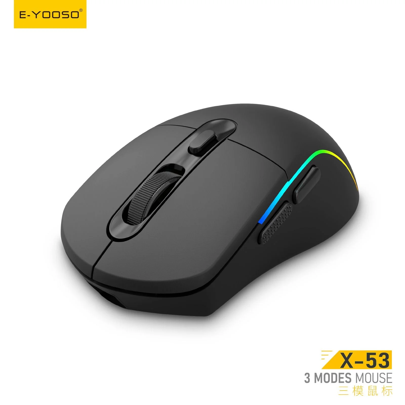E-Yooso X-53 RGB Tri-Mode Mouse (Black, White) - Image 4