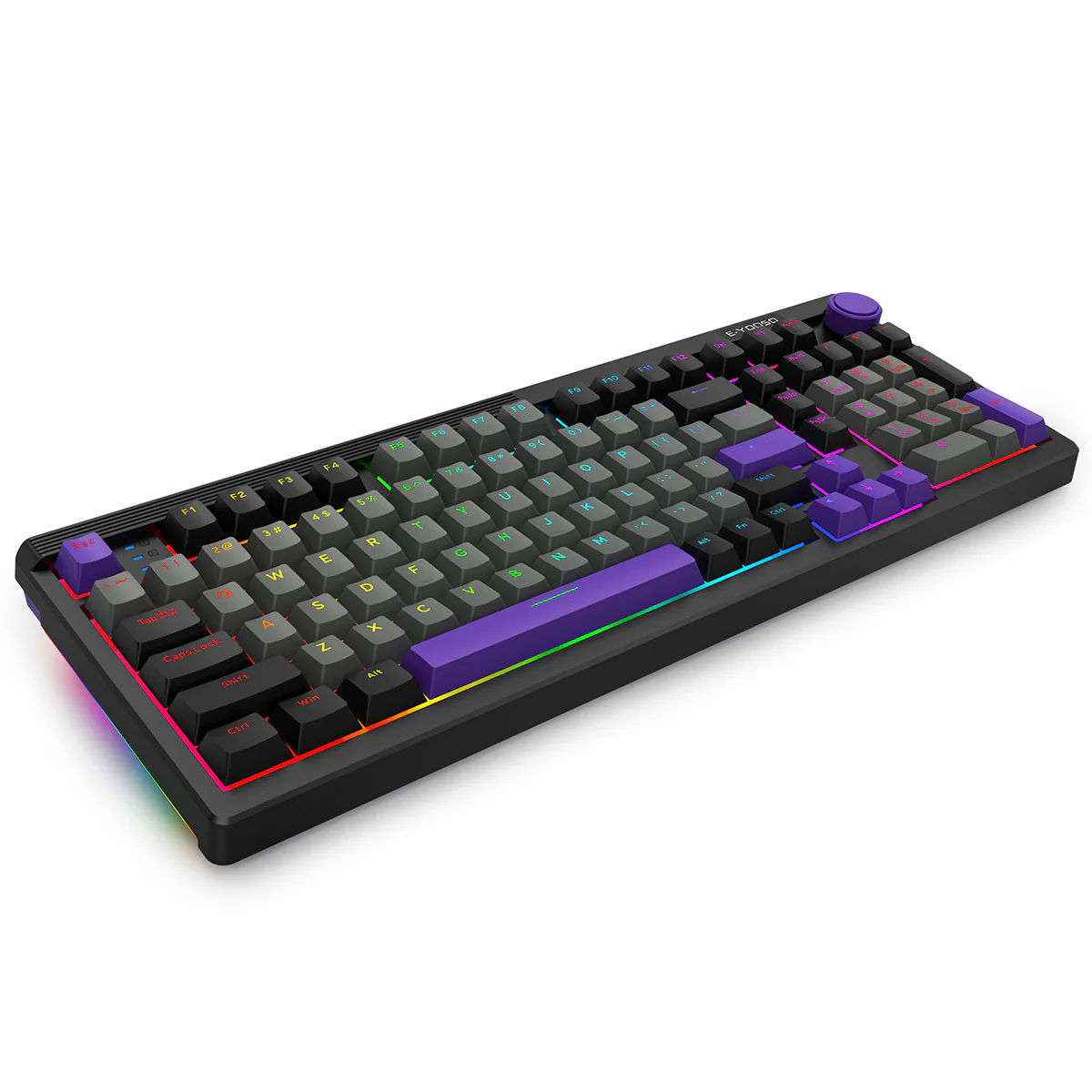 E-Yooso Z-101 RGB 101 Keys Tri-Mode Hot-Swappable Mechanical Keyboard Grey/Black/Purple (Silverwood Switch) - Image 4