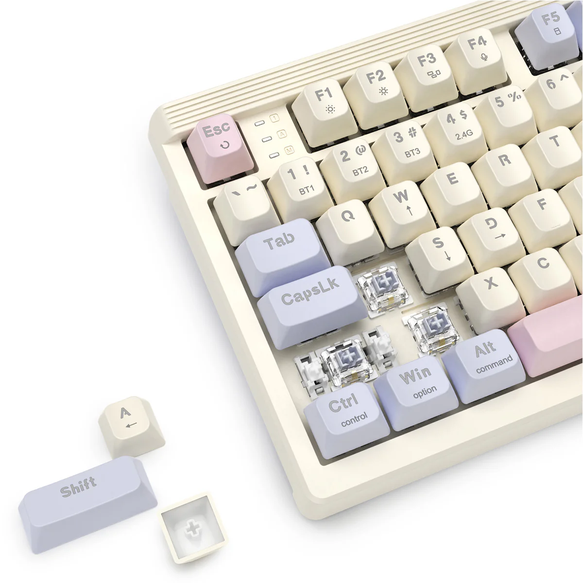 E-Yooso Z-101 RGB 101 Keys Tri-Mode Hot-Swappable Mechanical Keyboard White/Pink/Purple (Silverwood Switch) - Image 5