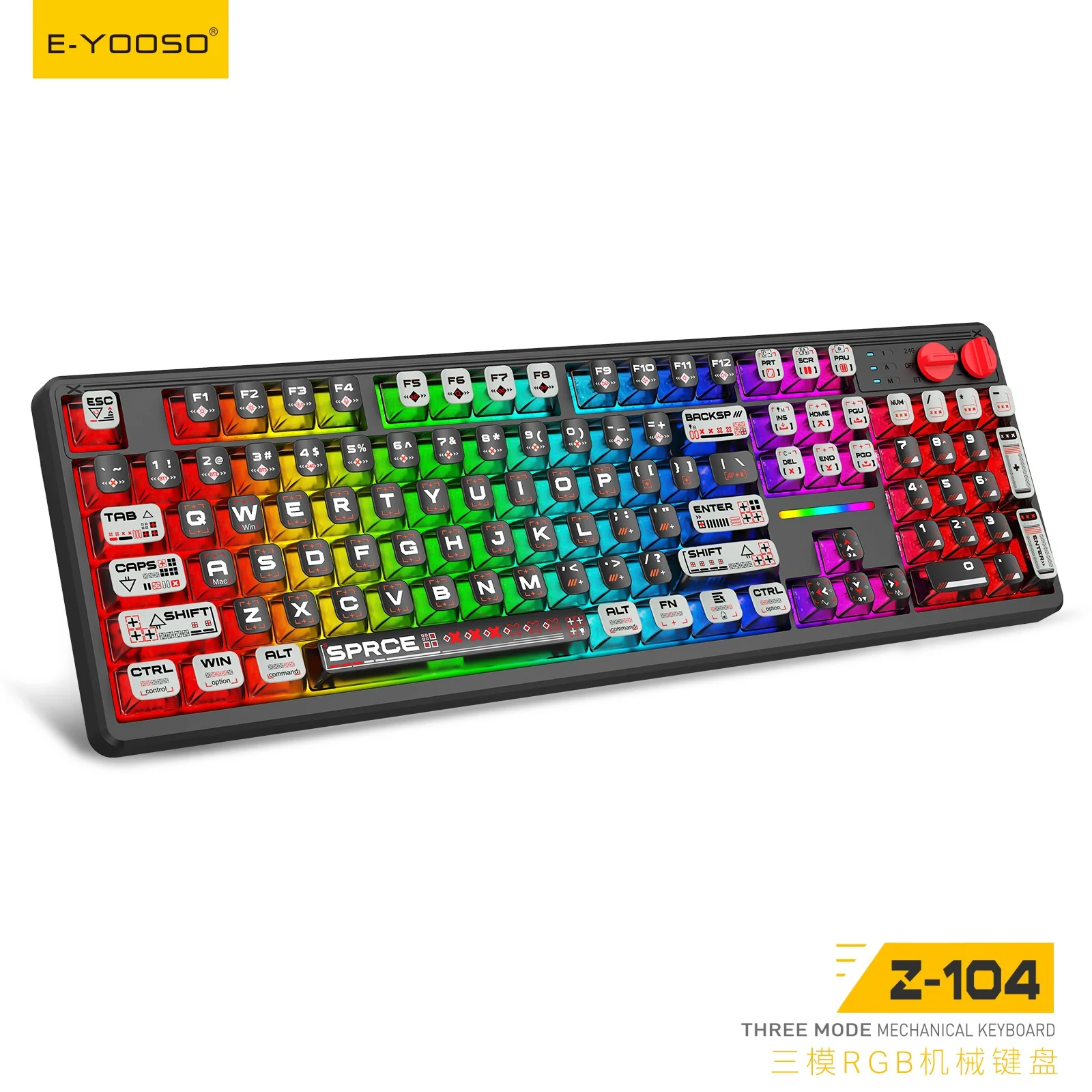 E-Yooso Z-104 RGB Tri-Mode Mechanical Keyboard Transparent Black-Grey (Silverwood Switch) - Image 7