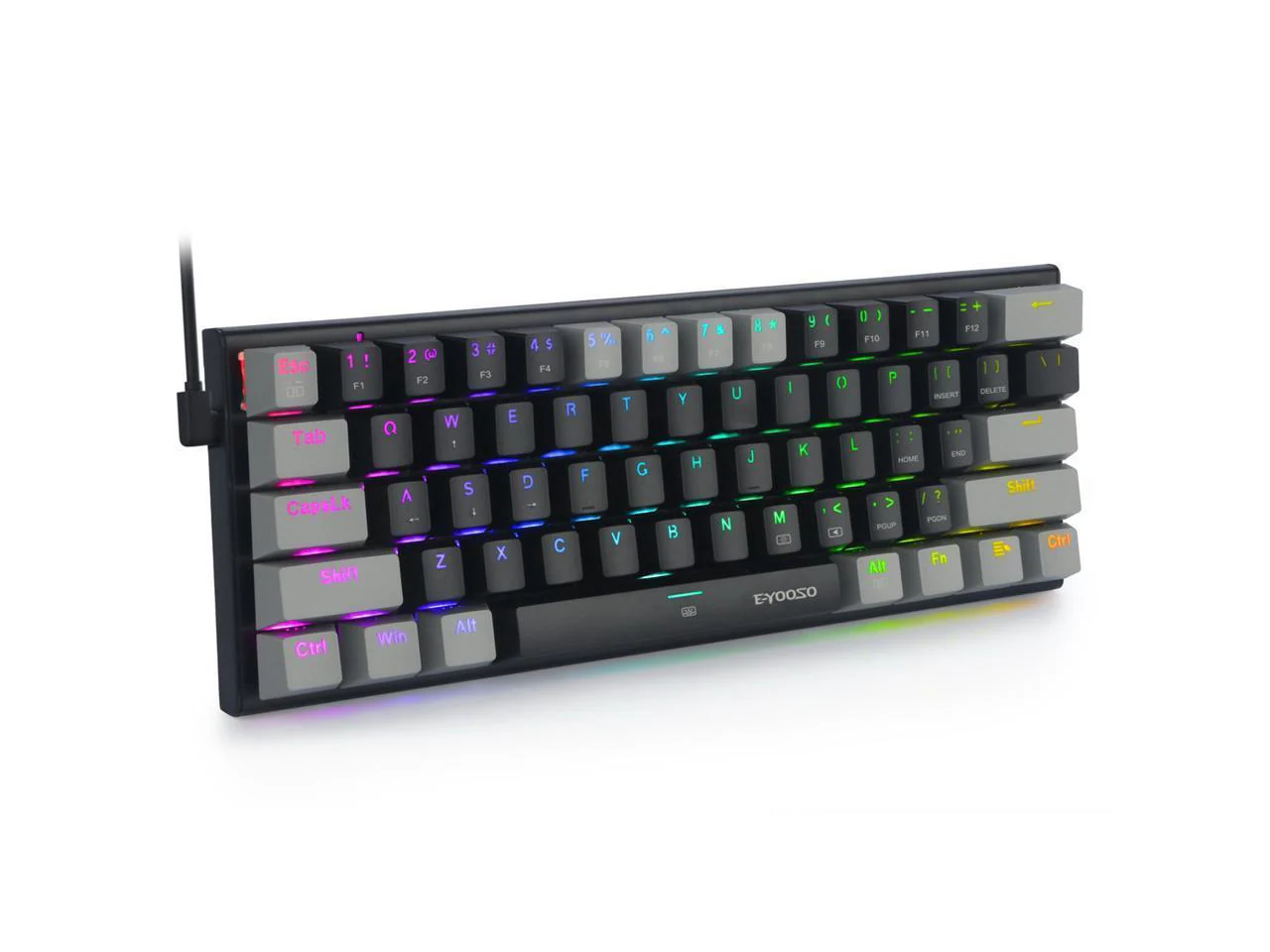 E-YOOSO Z-11 RGB 61 Keys Hot Swappable Mechanical Keyboard Black/Gray (Brown Switch) - Image 2