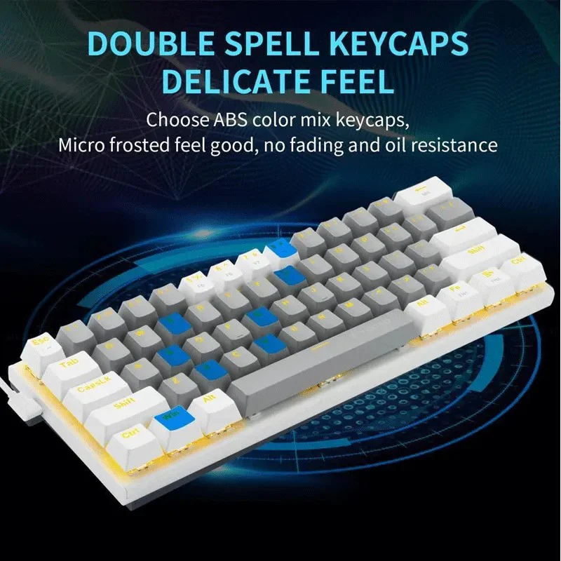 E-Yooso Z-11 RGB 61 Keys Hot Swappable Mechanical Keyboard Grey/White (Red Switch) - Image 6