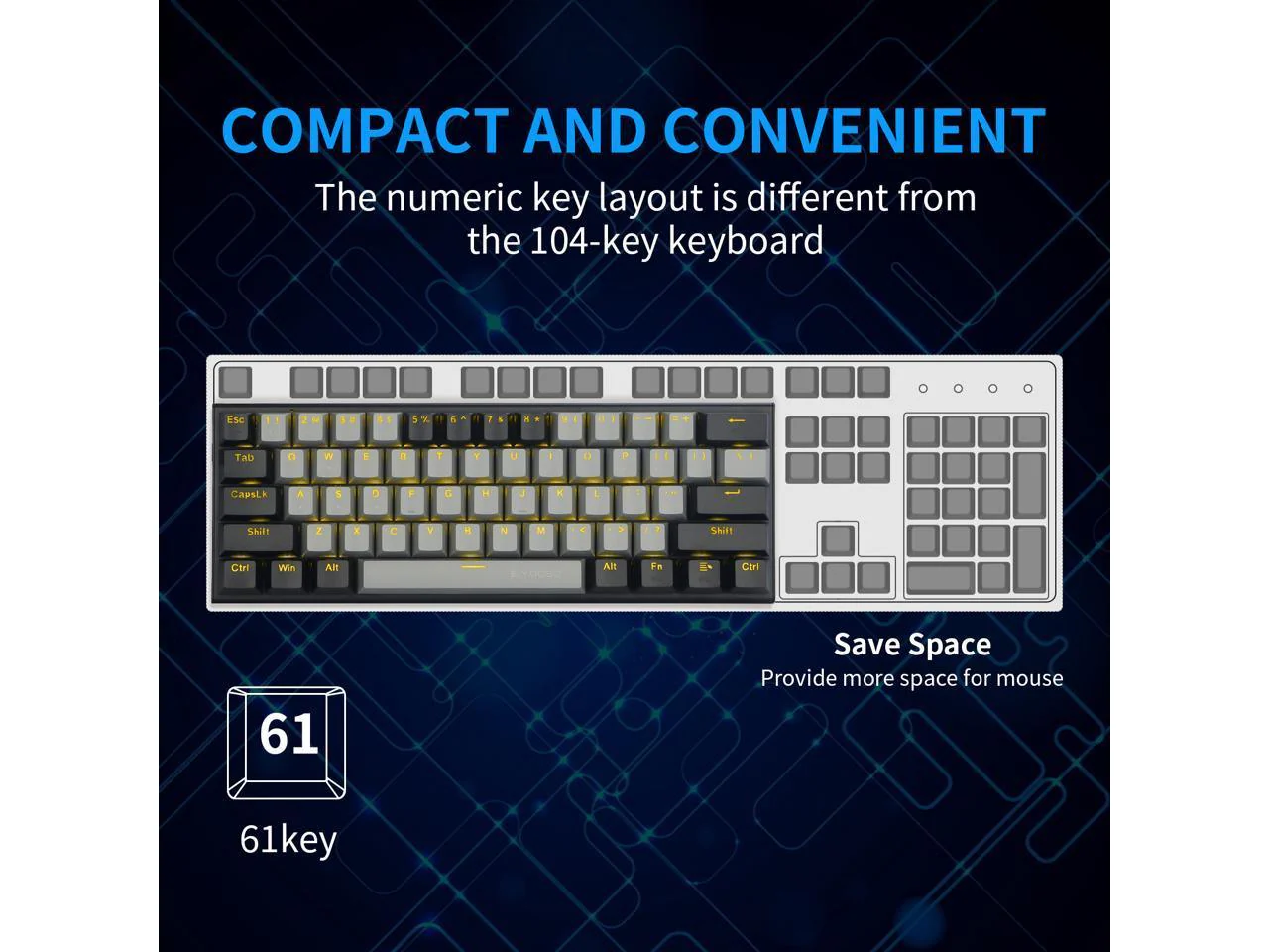 E-YOOSO Z-11 Single Light RGB 61 Keys Hot Swappable Mechanical Keyboard Gray/Black (Red Switch) - Image 5