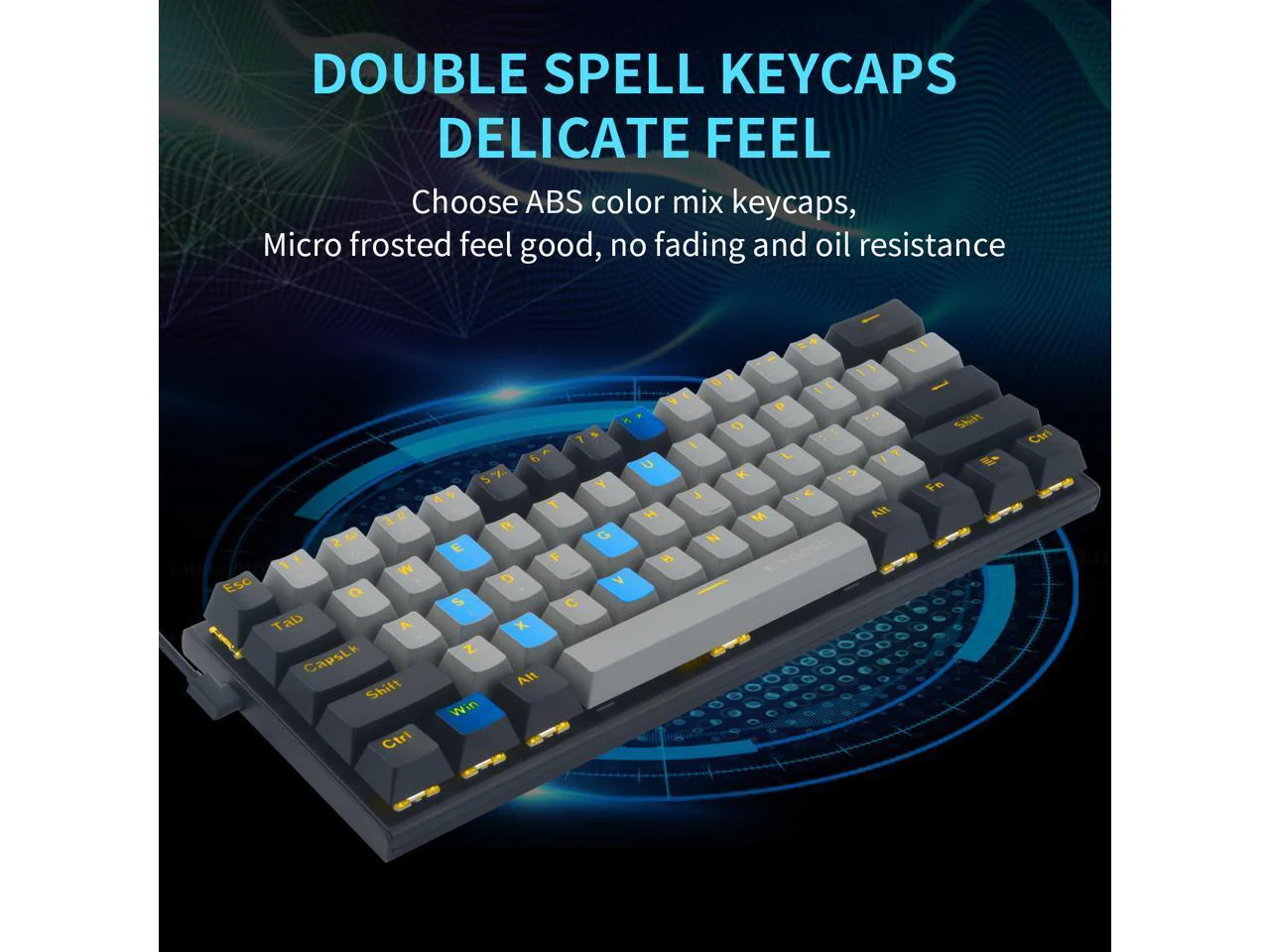 E-YOOSO Z-11 Single Light RGB 61 Keys Hot Swappable Mechanical Keyboard Gray/Black (Red Switch) - Image 8