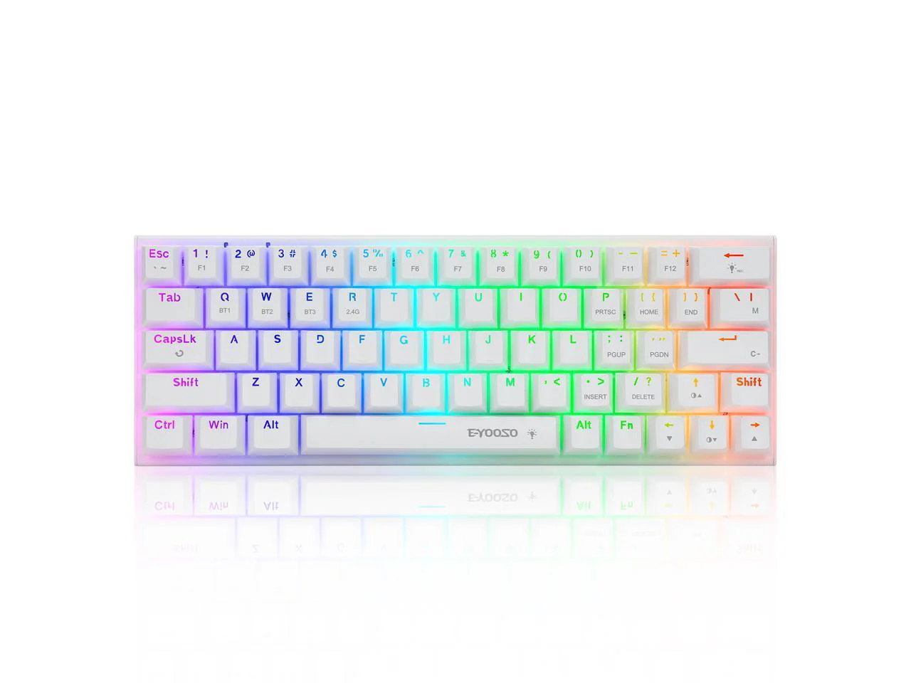 E-Yooso Z-11 Tri-Mode RGB 61 Keys Hot Swappable Mechanical Keyboard White (Red Switch, Blue Switch) - Image 4