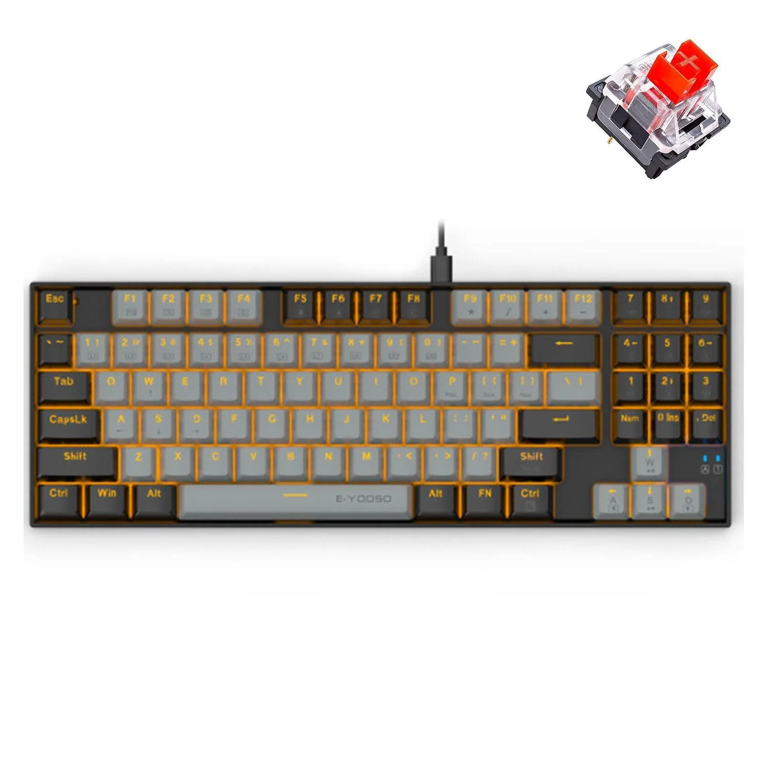 E-YOOSO Z-13 Single Light 89 KEYS Mechanical Keyboard Gray/Black (Red Switch)