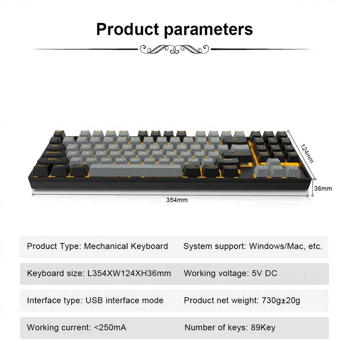 E-Yooso Z-13 Single Light 89 Keys Mechanical Keyboard White/Green (Blue Switch) - Image 5