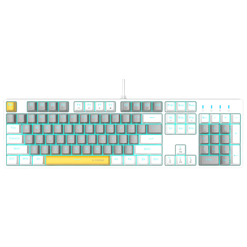E-Yooso Z-14 Single Light 104 Keys Mechanical Keyboard Grey/White (Blue Switch)