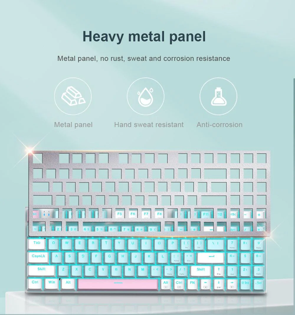 E-YOOSO Z-19 Single Light 94 Keys Hot Swappable Mechanical Keyboard Blue/White (Red Switch) - Image 3