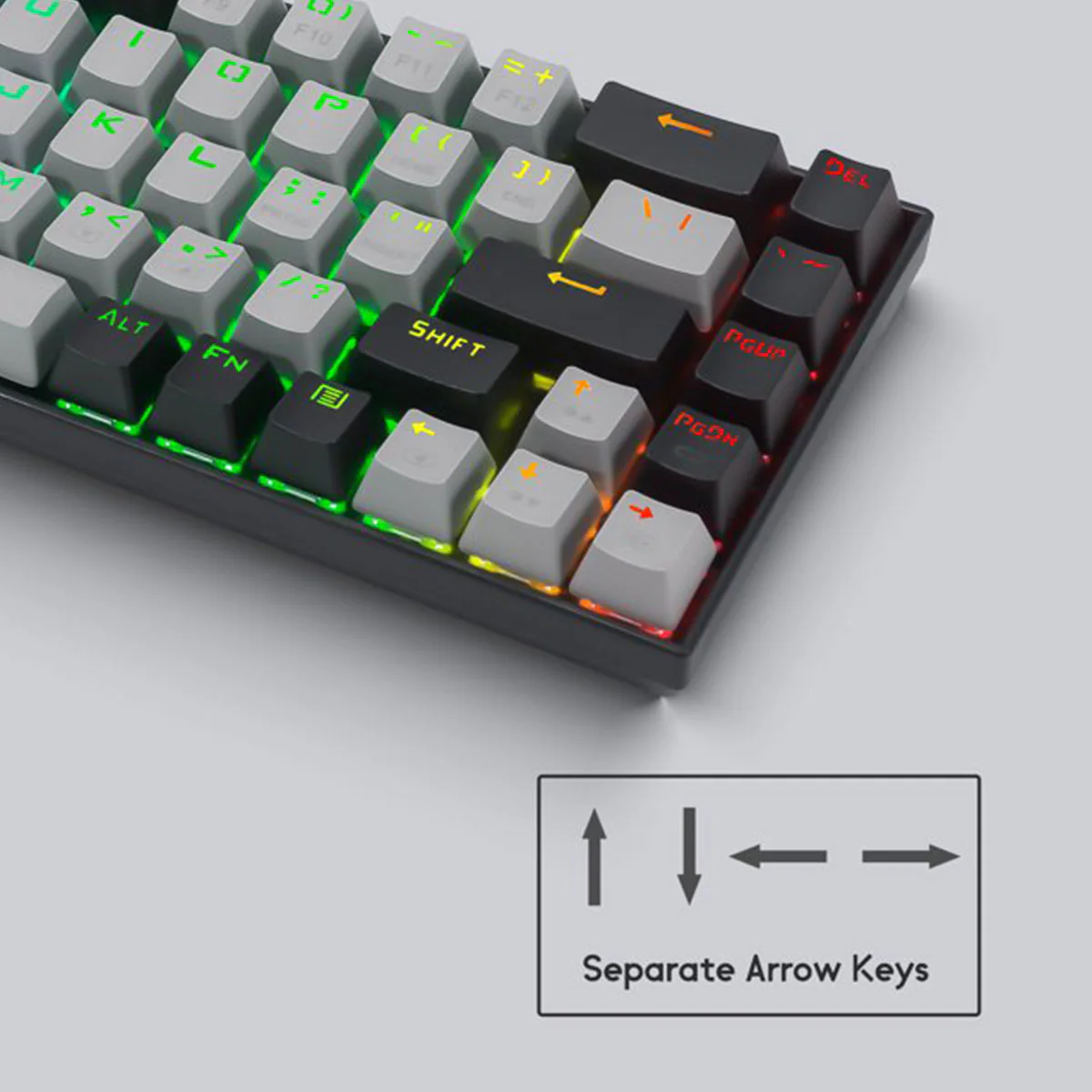 E-Yooso Z-686 RGB 68-Keys Hot Swappable Mechanical Keyboard Grey/Black (Red Switch) - Image 6