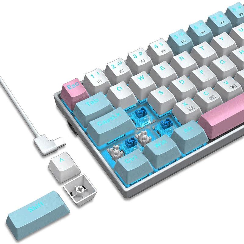 E-YOOSO Z-686 Single Light 68 Keys Hot Swappable Mechanical Keyboard White/Blue (Blue Switch) - Image 7