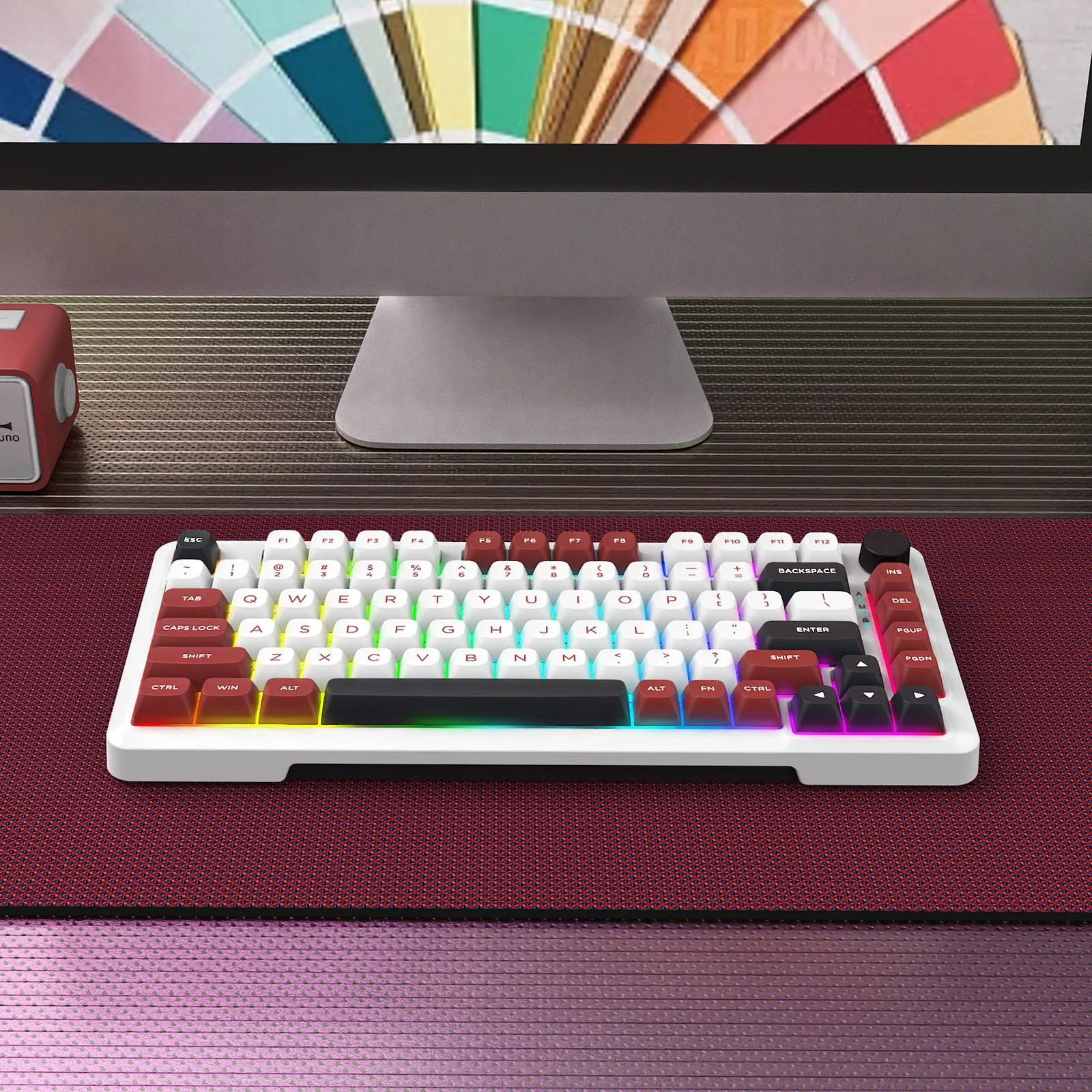 E-Yooso Z-82 RGB 81-Keys Wired Hot-Swappable Mechanical Keyboard White/Red/Black (Silverwood Switch) - Image 10