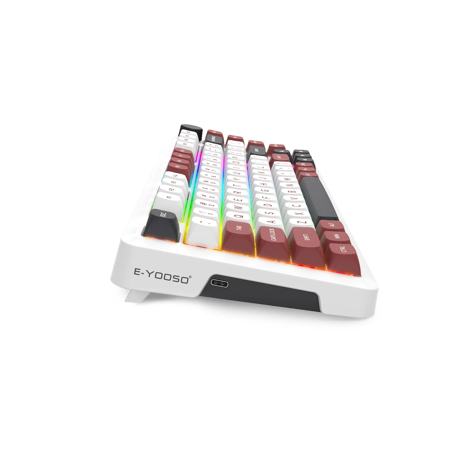 E-Yooso Z-82 RGB 81-Keys Wired Hot-Swappable Mechanical Keyboard White/Red/Black (Silverwood Switch) - Image 6