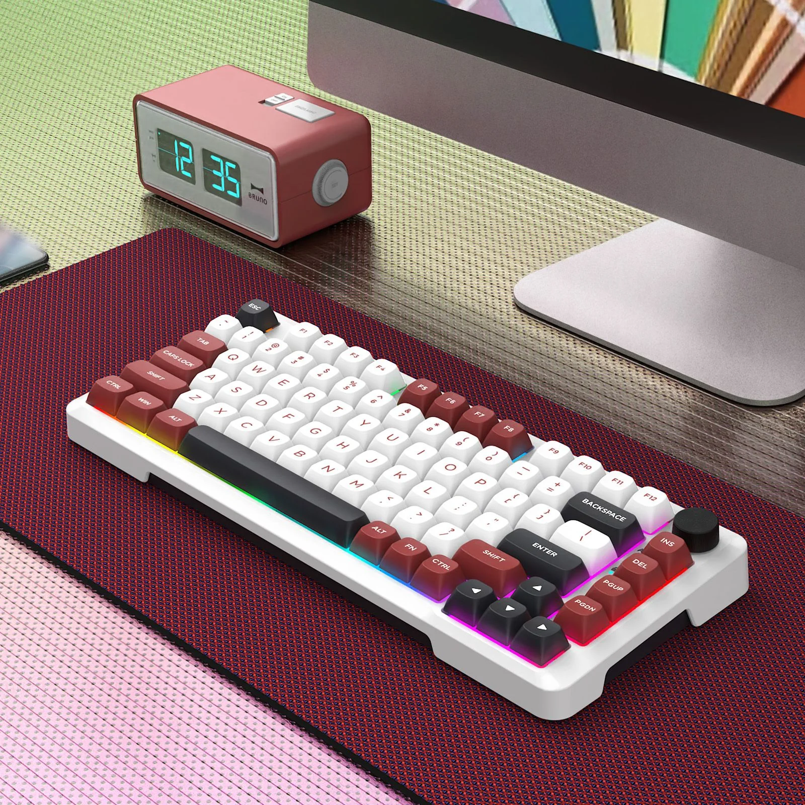 E-Yooso Z-82 RGB 81-Keys Wired Hot-Swappable Mechanical Keyboard White/Red/Black (Silverwood Switch) - Image 9
