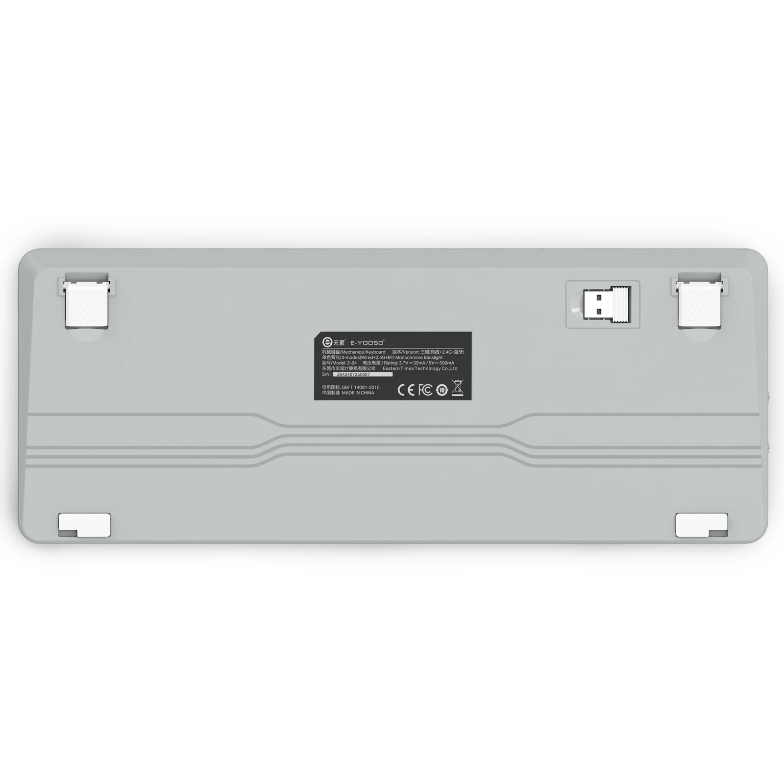 E-Yooso Z-84 Tri-Mode 84-Keys Mechanical Keyboard White/Grey (Red Switch) - Image 7