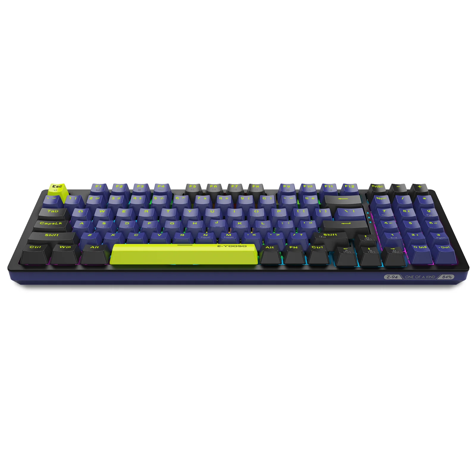 E-Yooso Z-94 Rainbow Light 94-Keys Hot-Swappable Wired Mechanical Keyboard Blue/Black (Blue Switch) - Image 7