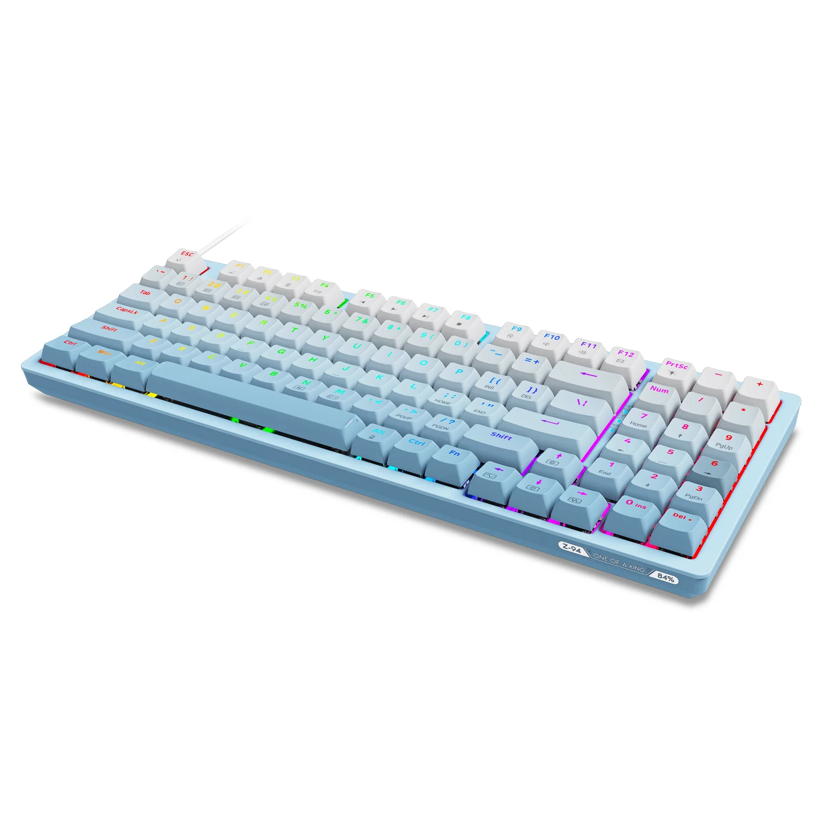 E-Yooso Z-94 Tri-Mode RGB 94-Keys Hot-Swappable Mechanical Keyboard White/Blue (Linear White switch) - Image 6