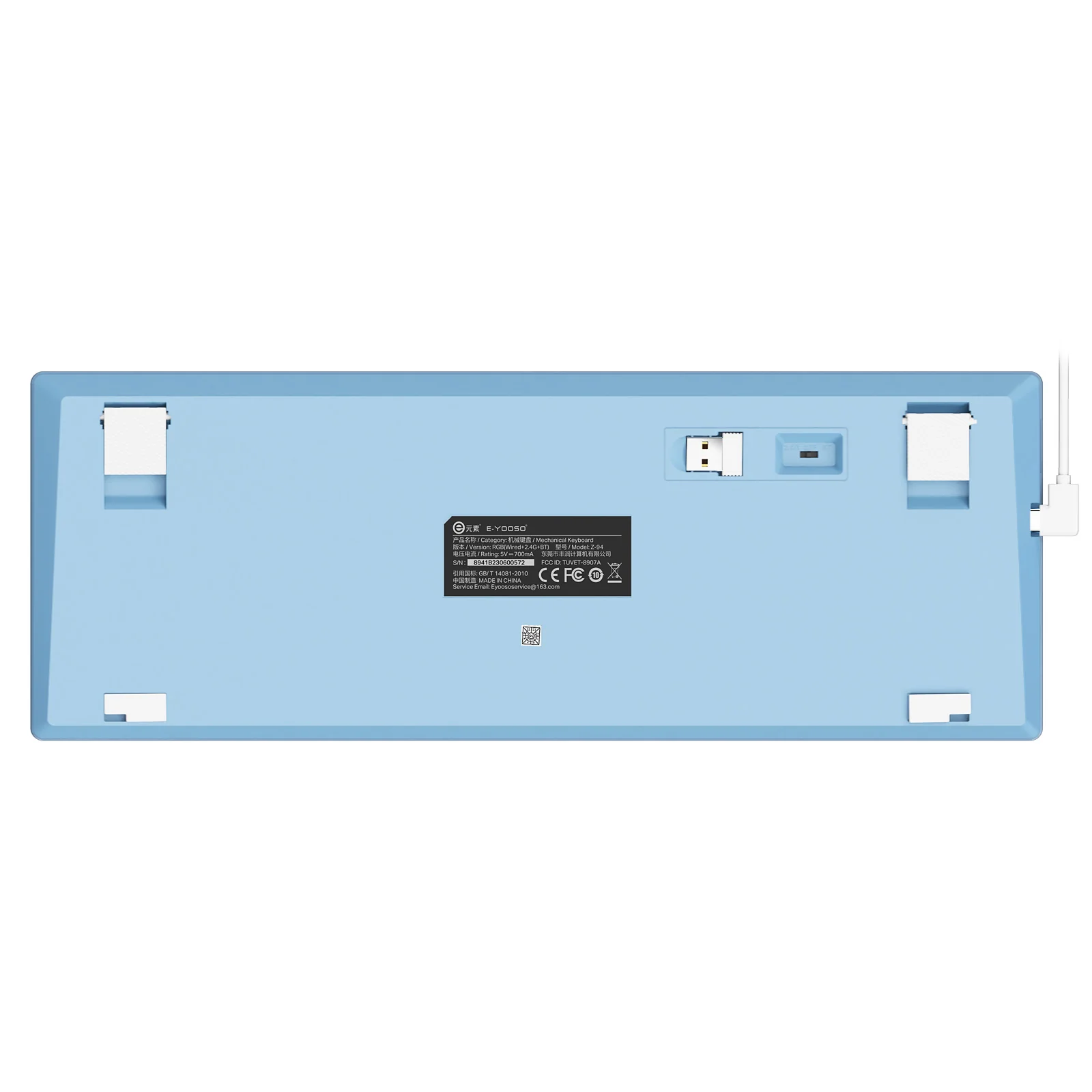 E-Yooso Z-94 Tri-Mode RGB 94-Keys Hot-Swappable Mechanical Keyboard White/Blue (Linear White switch) - Image 8