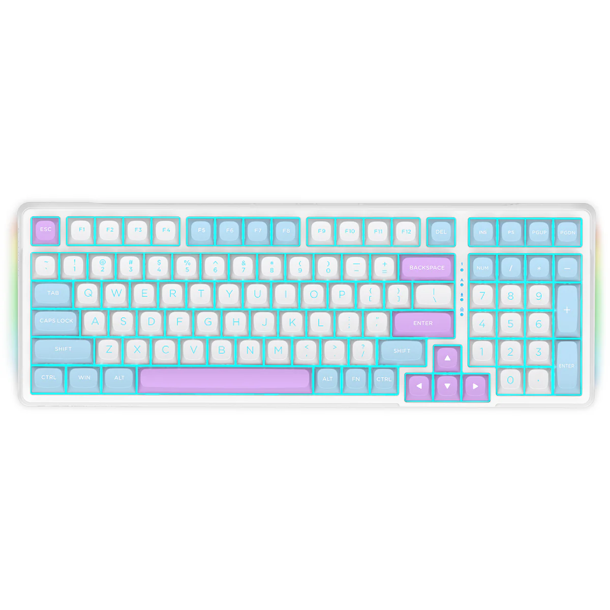 E-Yooso Z-99 RGB 99-Keys Tri-Mode Mechanical Keyboard White/Blue/Purple (Silverwood Switch) - Image 2