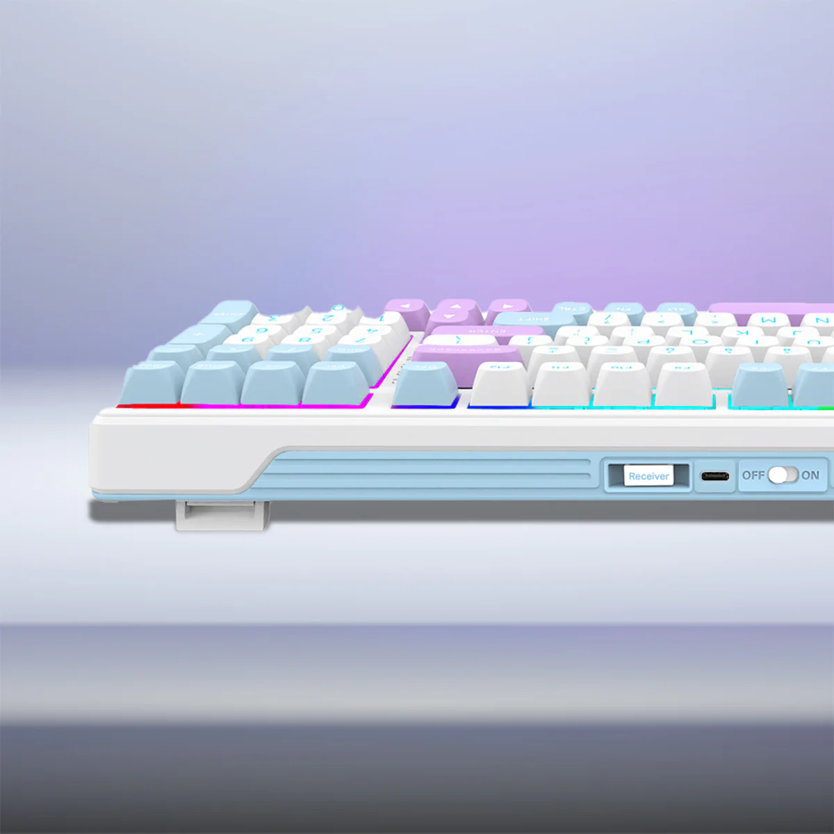 E-Yooso Z-99 RGB 99-Keys Tri-Mode Mechanical Keyboard White/Blue/Purple (Silverwood Switch) - Image 9