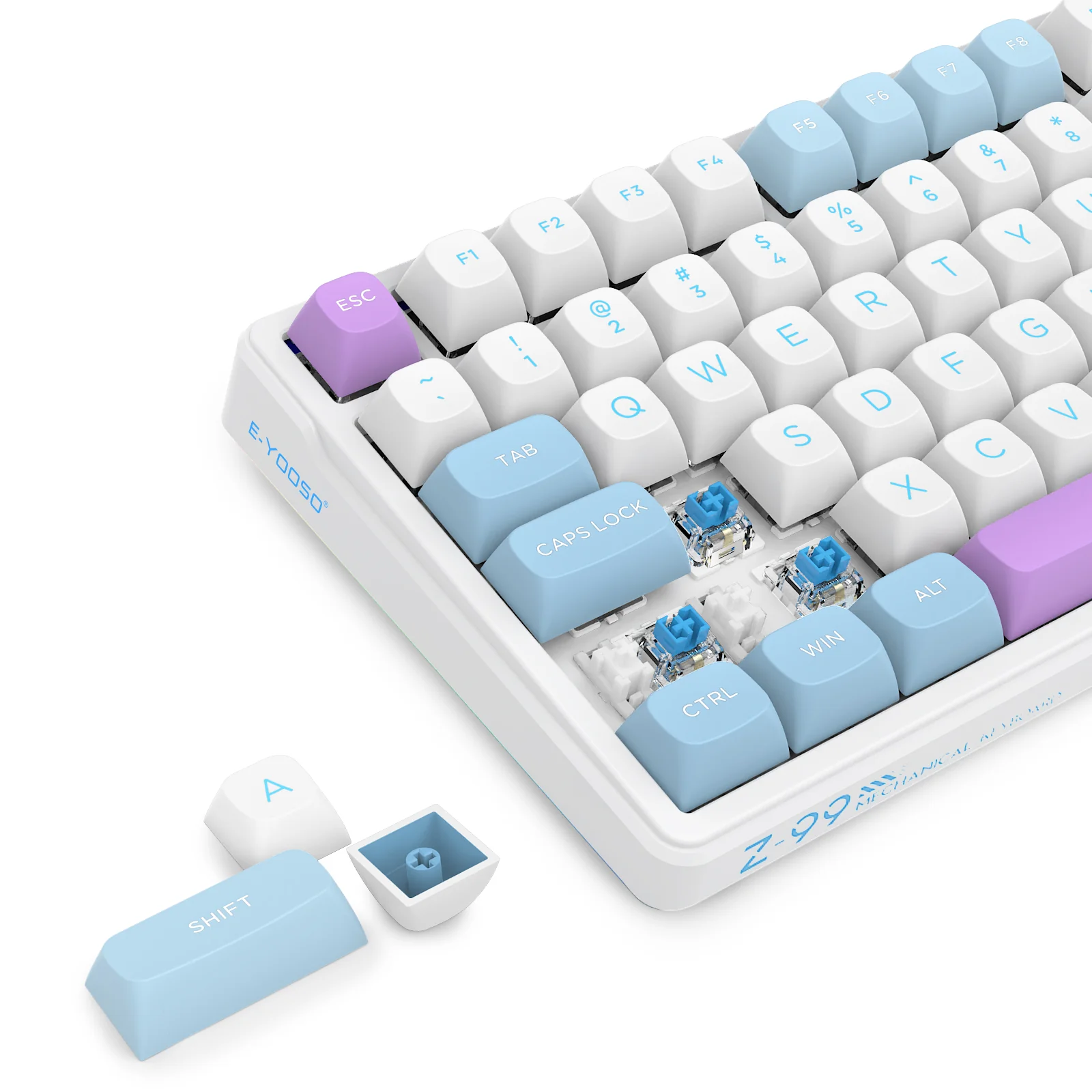 E-Yooso Z-99 RGB 99-Keys Wired Mechanical Keyboard Blue/White/Purple (Blue Switch) - Image 3