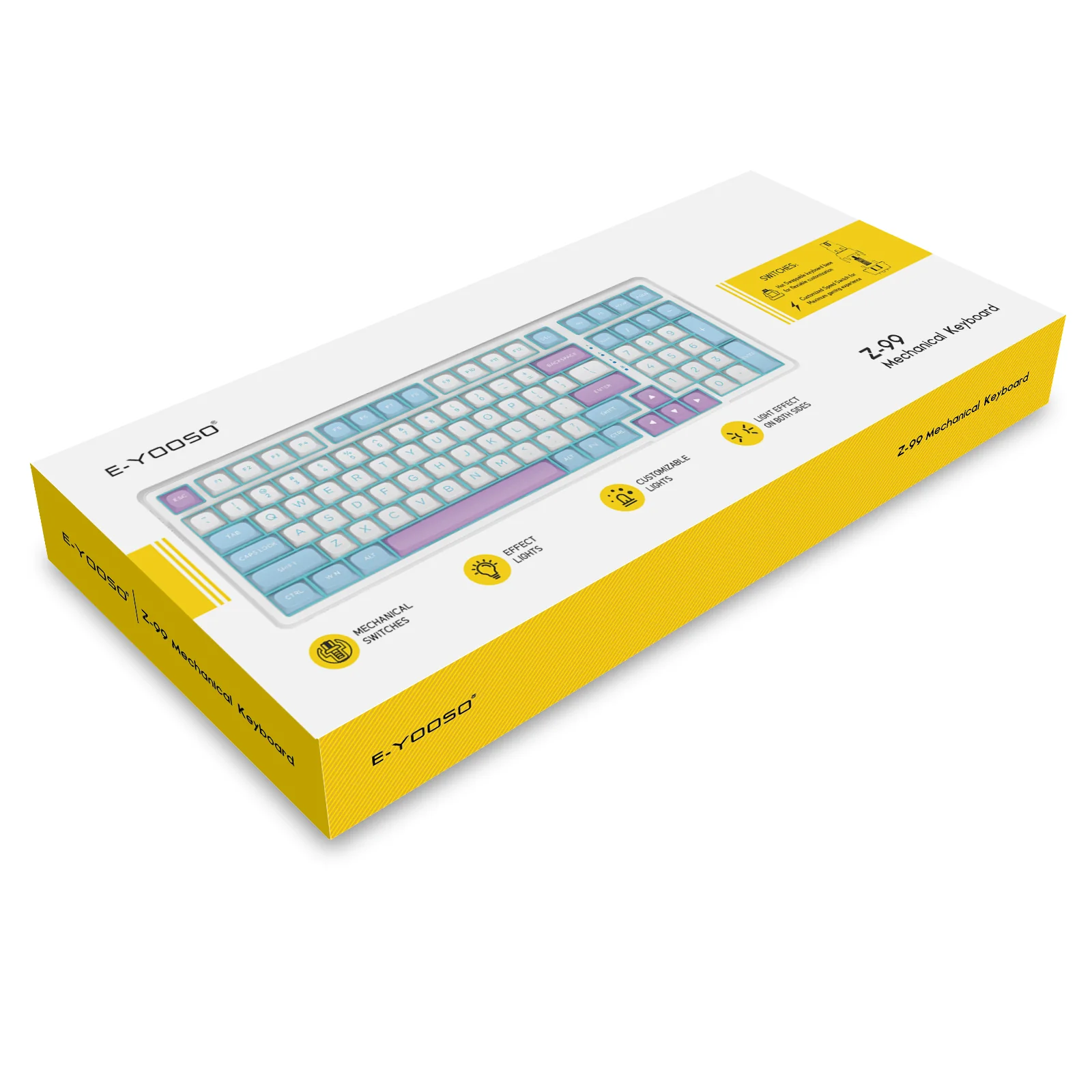 E-Yooso Z-99 RGB 99-Keys Wired Mechanical Keyboard Blue/White/Purple (Blue Switch) - Image 9