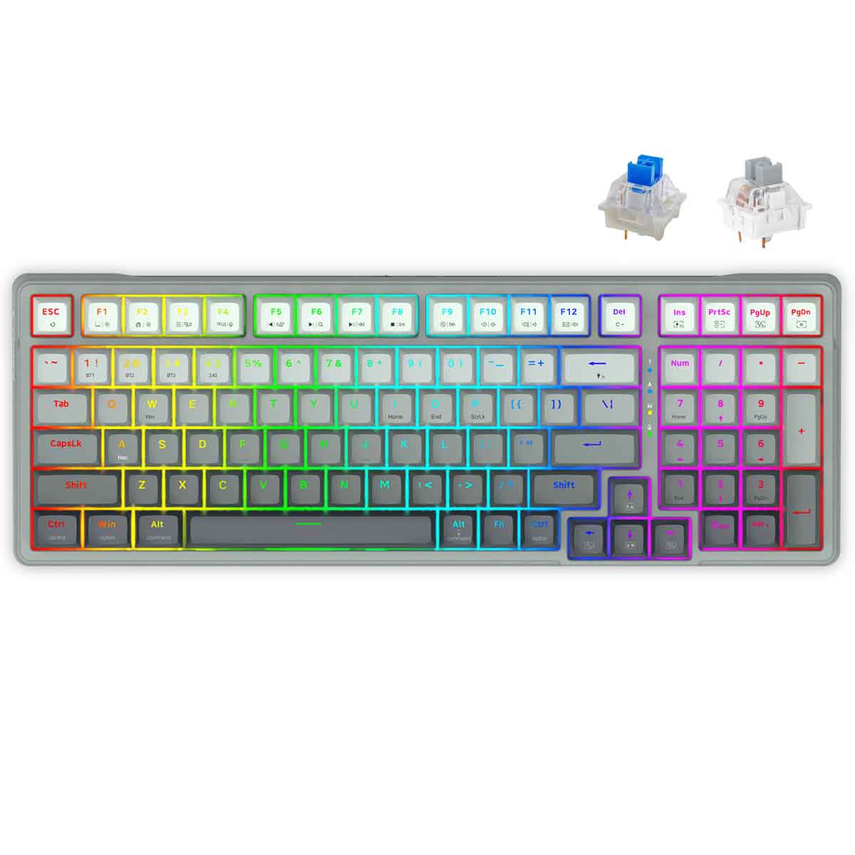 E-Yooso Z-99 Tri-Mode RGB 99-Keys Mechanical Keyboard Gradient Grey (Blue Switch, Silverwood Switch)