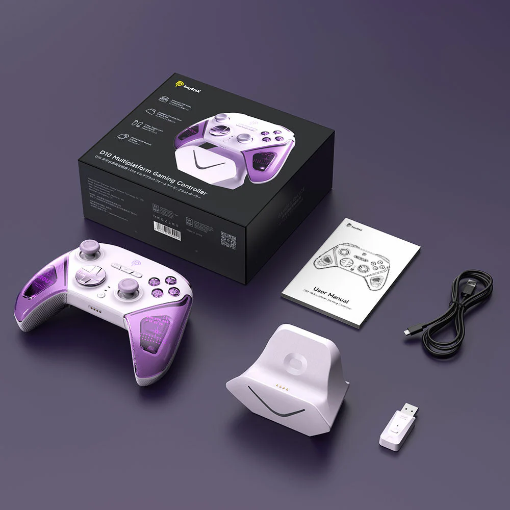 EasySMX D10 Multi-Platform Gaming Controller with TMR Sticks, Trigger Lock & Charging Dock (Farout Purple, Space Black, Wirtanen Green) - Image 14