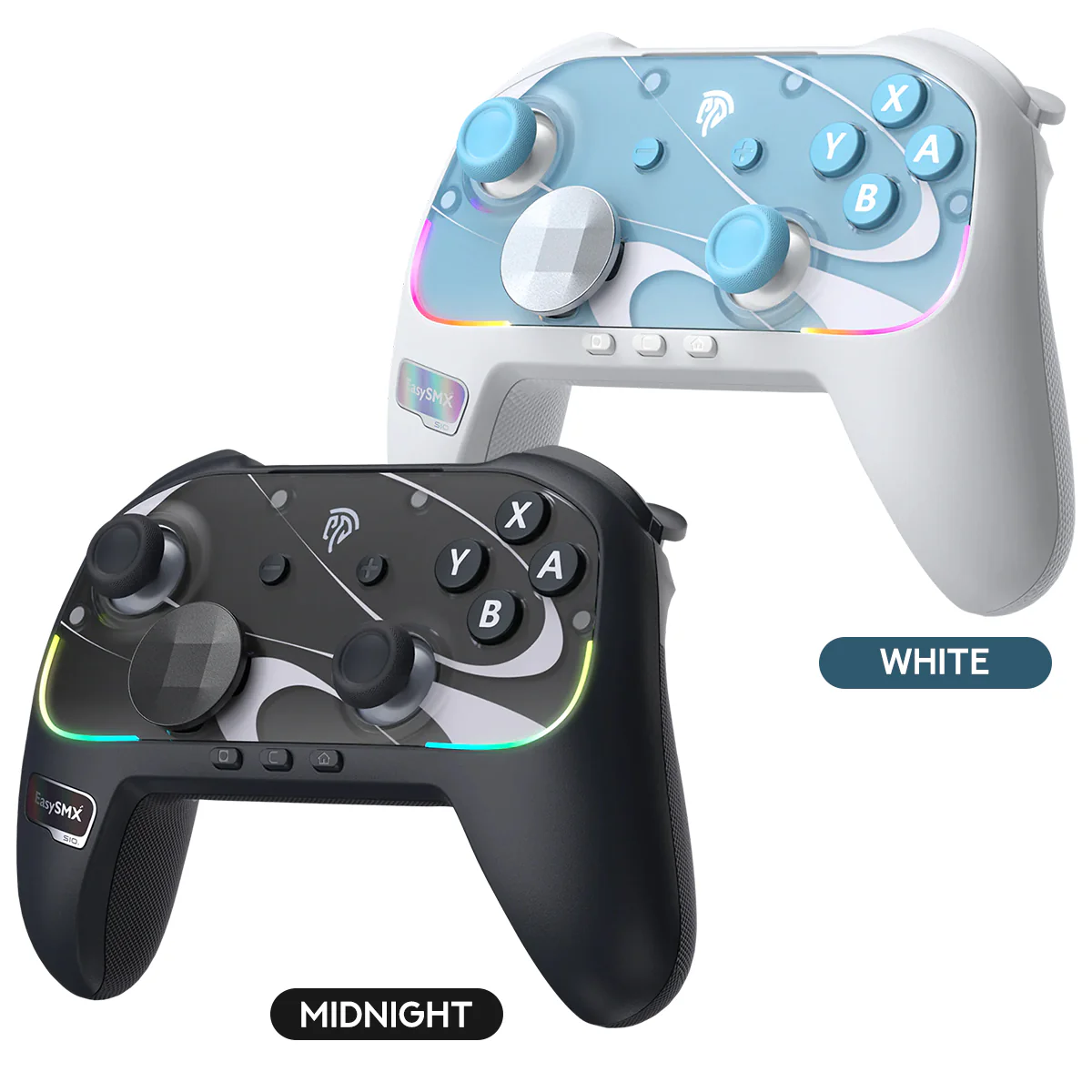 EasySMX S10 Gaming Controller with TMR Sticks, HD Rumble, Swappable D-pad for Nintendo Switch/PC/iOS/Android (Midnight, White) - Image 16