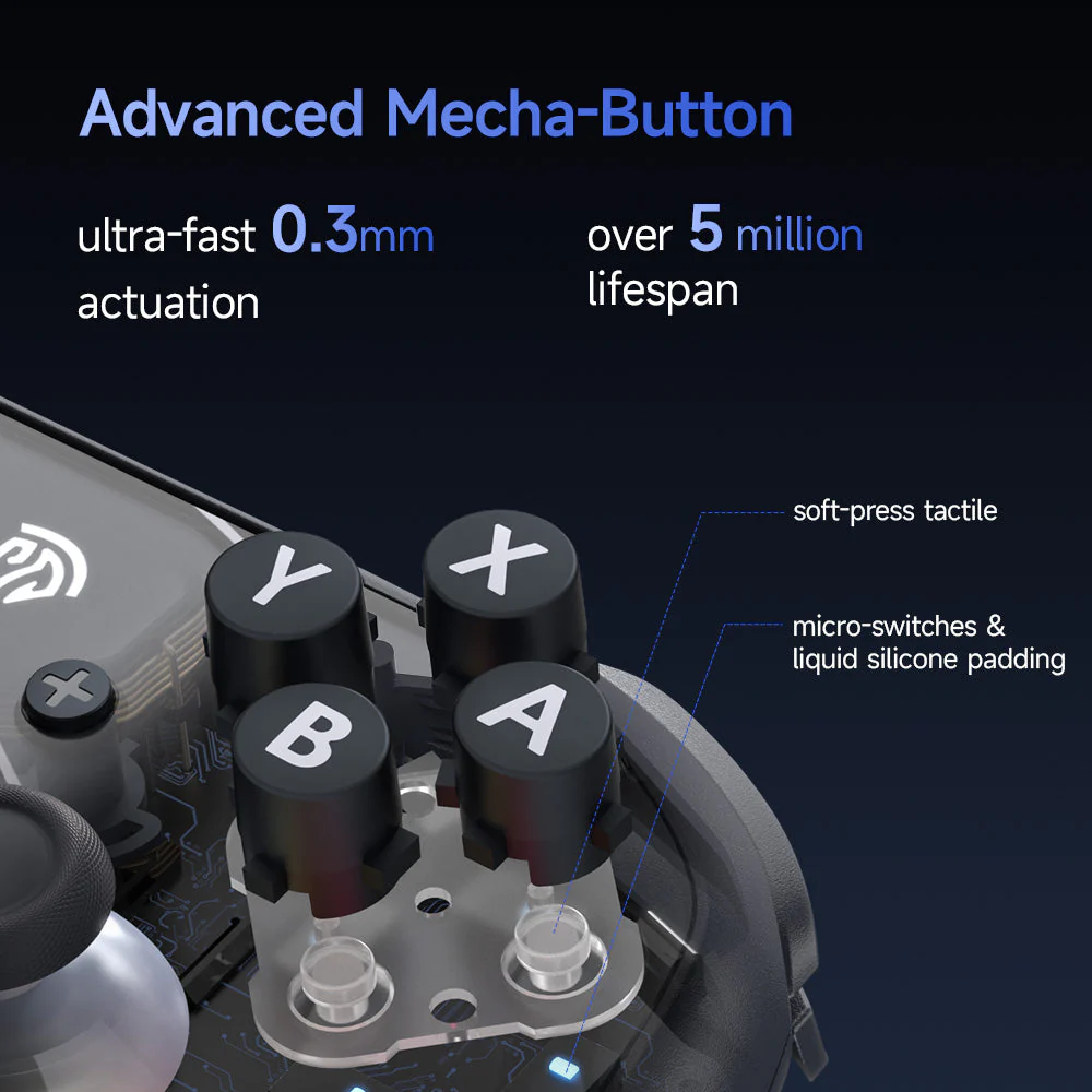EasySMX S10 Gaming Controller with TMR Sticks, HD Rumble, Swappable D-pad for Nintendo Switch/PC/iOS/Android (Midnight, White) - Image 6