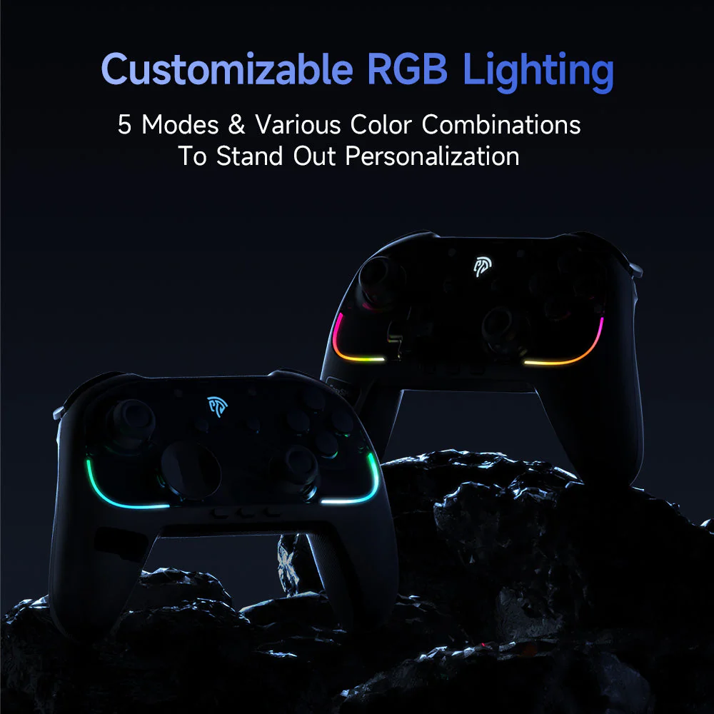 EasySMX S10 Gaming Controller with TMR Sticks, HD Rumble, Swappable D-pad for Nintendo Switch/PC/iOS/Android (Midnight, White) - Image 8